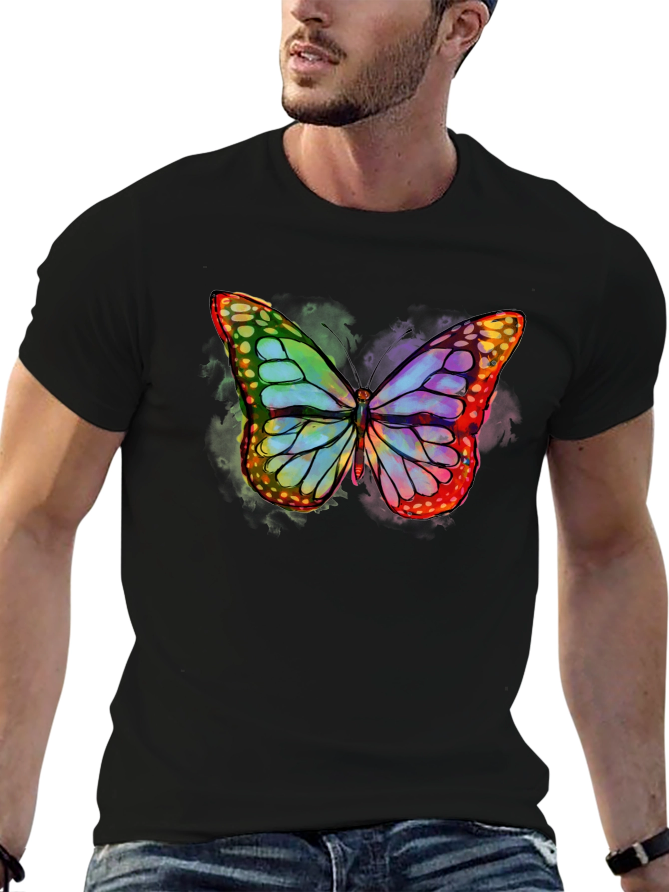 Black Butterfly Graphic T-Shirt - Vibrant Colors view 6