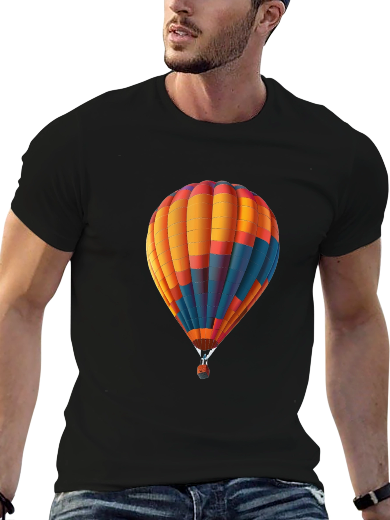 Black Hot Air Balloon Graphic Tee - Stylish & Unique view 6