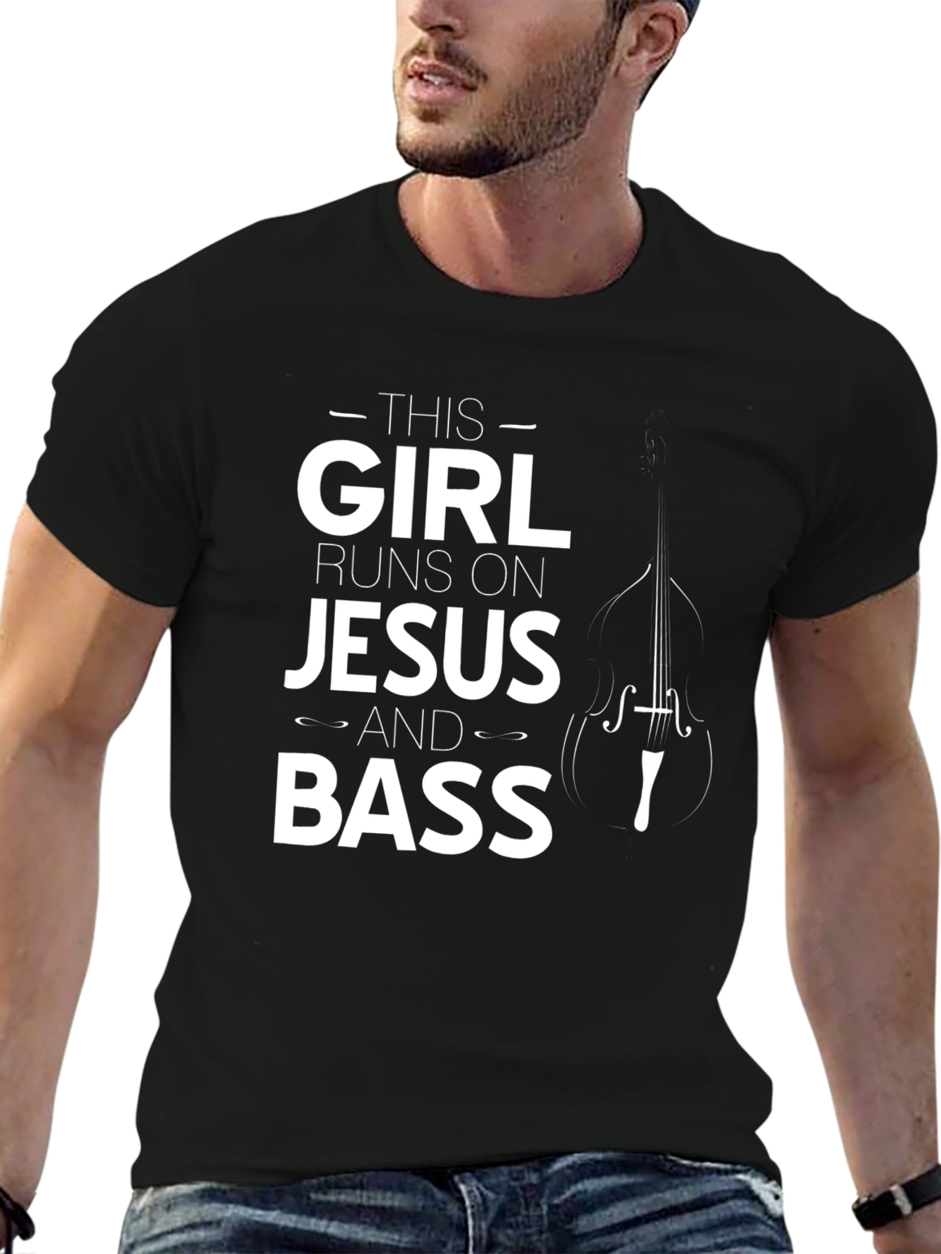 Black This Girl Runs on Jesus and Bass Black Tee view 6