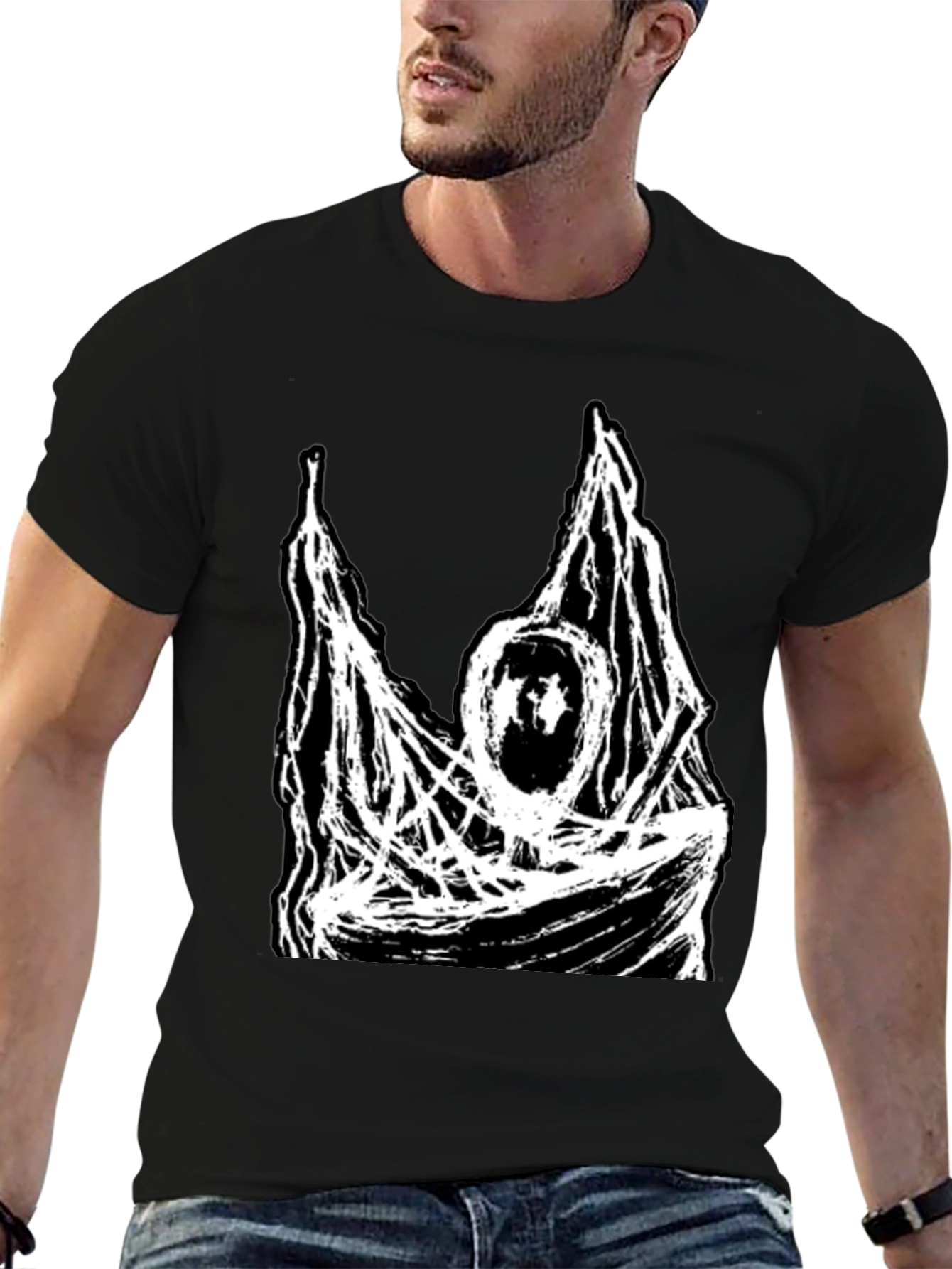 Abstract Graphic Print Black T-Shirt - 6