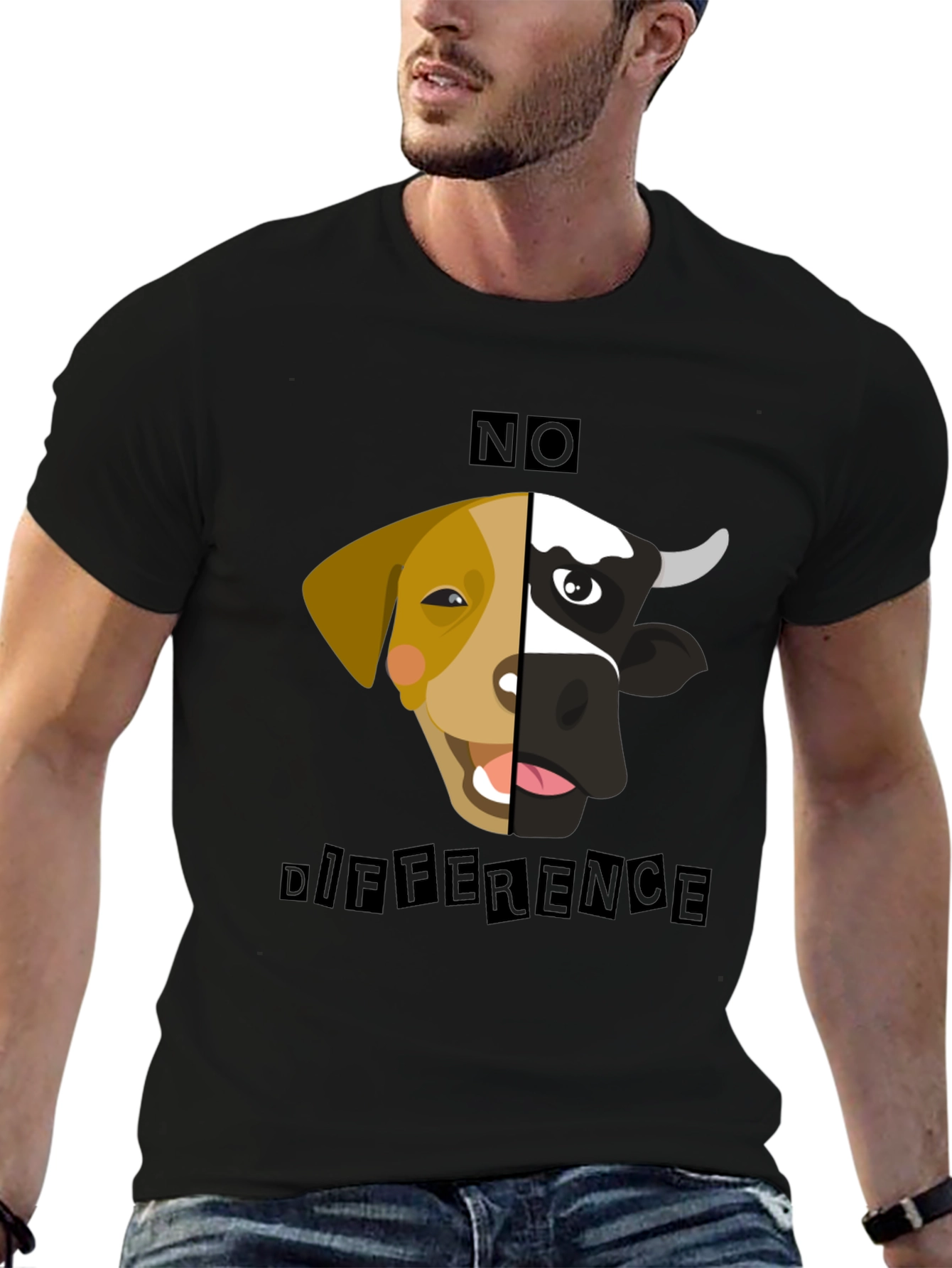 Black No Difference Tee: Vegan Animal Rights T-Shirt view 6