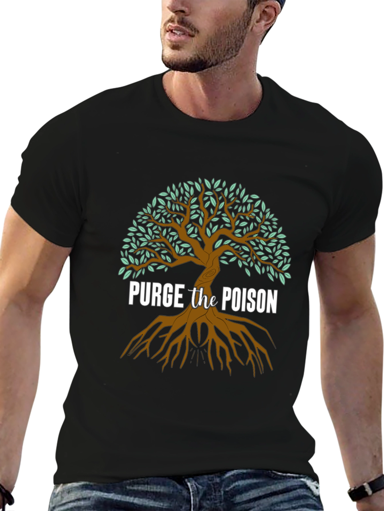 Black Purge the Poison Graphic Tree T-Shirt view 6