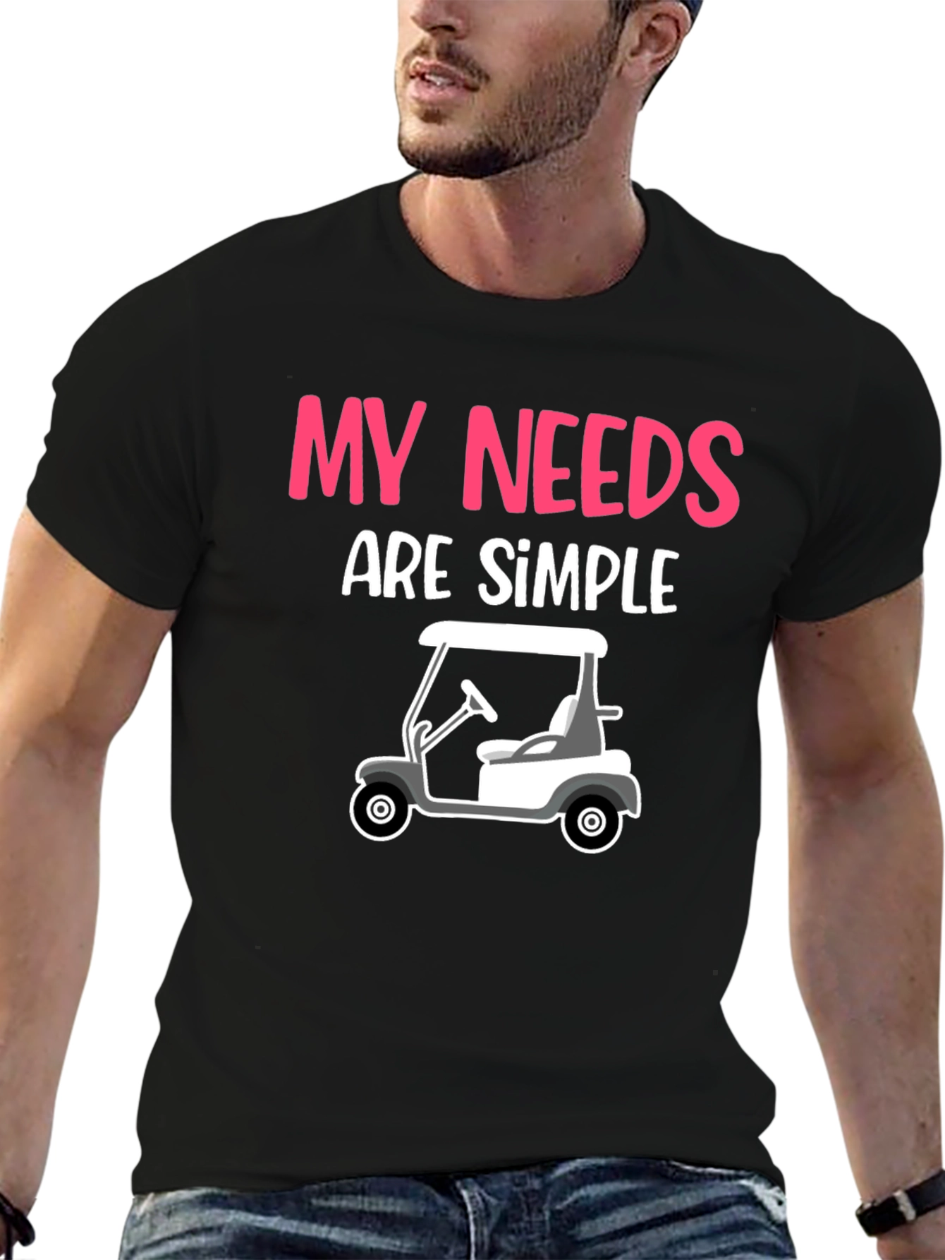 Black My Needs Are Simple - Golf Cart Graphic Tee view 6