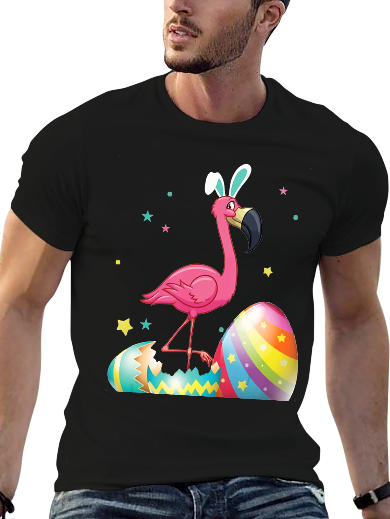 Black Easter Flamingo T-Shirt view 6