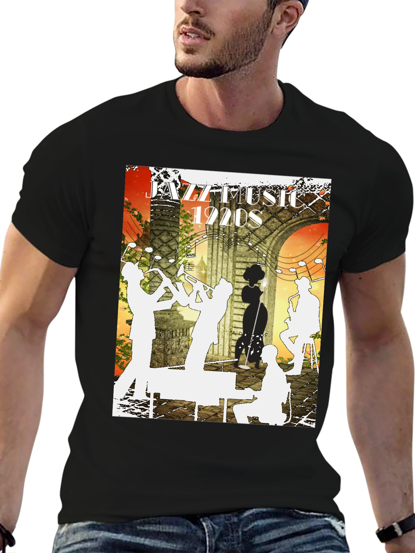Black Jazz Music 1920s Graphic Tee view 6