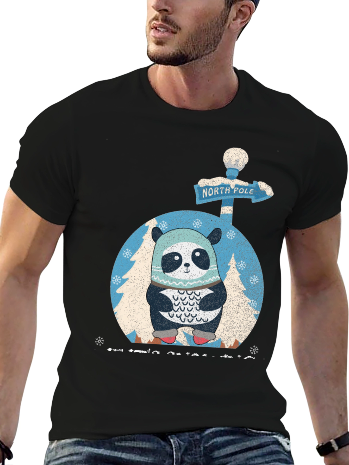 Black Winter Panda Graphic Tee view 6