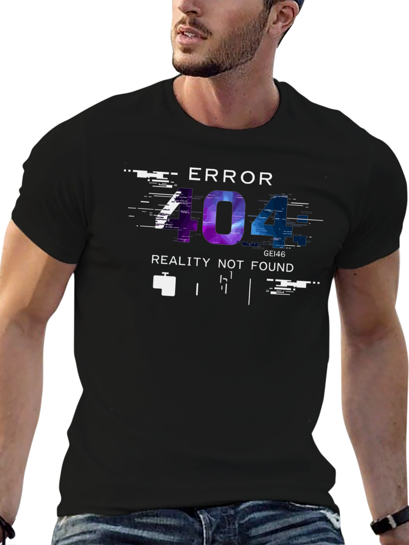 Error 404 Reality Not Found Graphic Tee - Black - 6