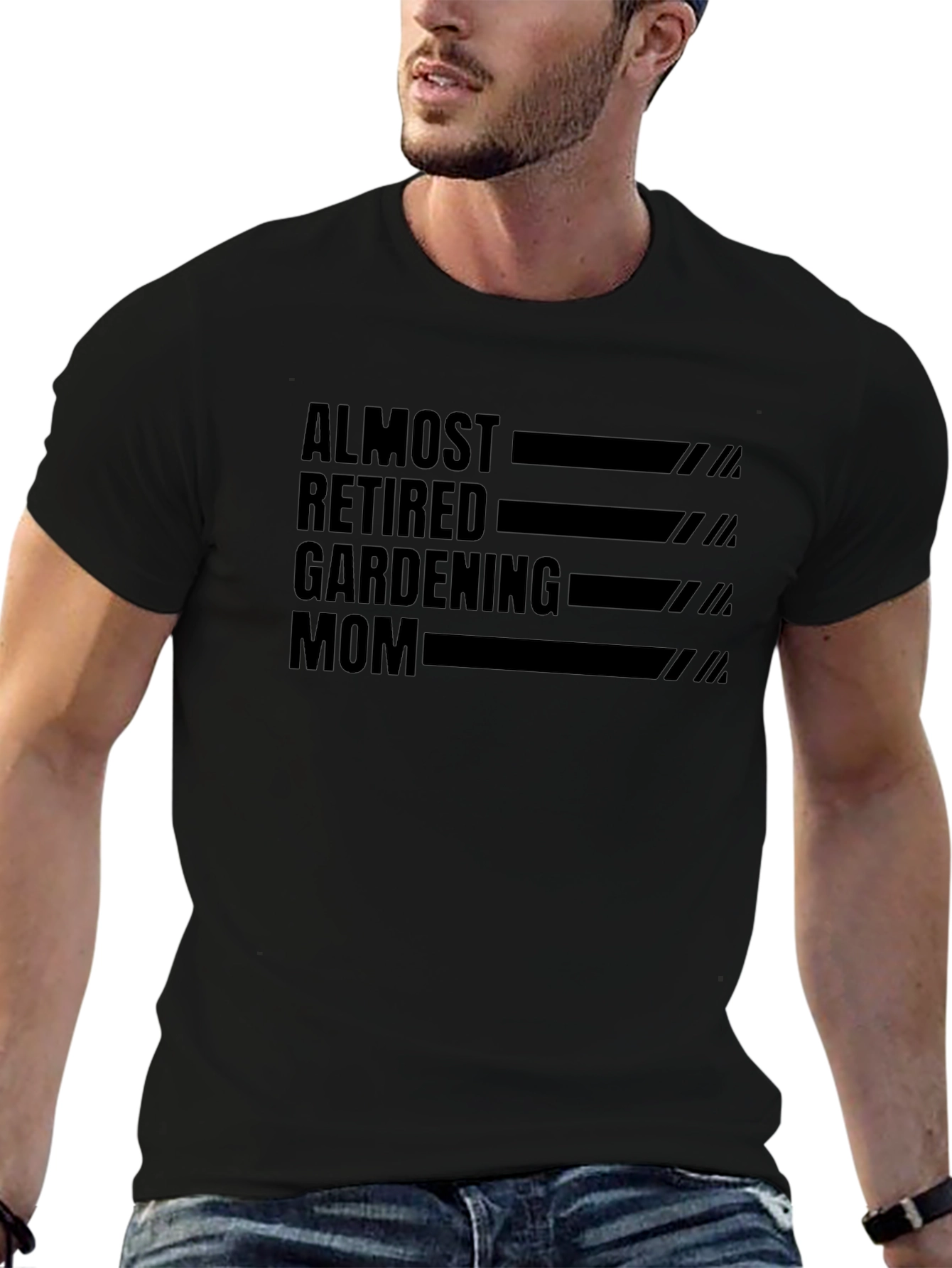 Black Almost Retired Gardening Mom Graphic Tee view 6