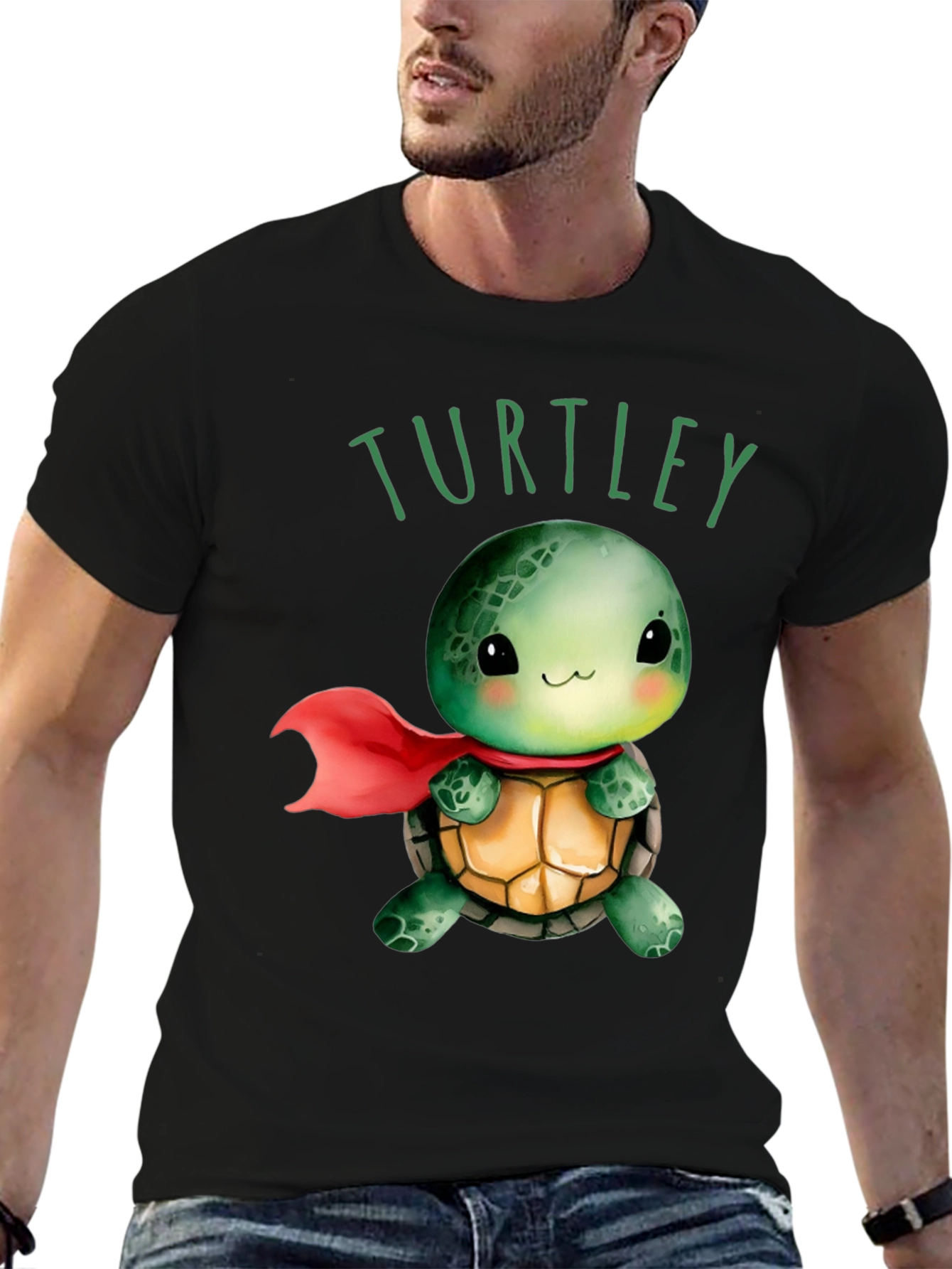 Black Turtley T-Shirt - Cute Turtle Superhero Tee view 6