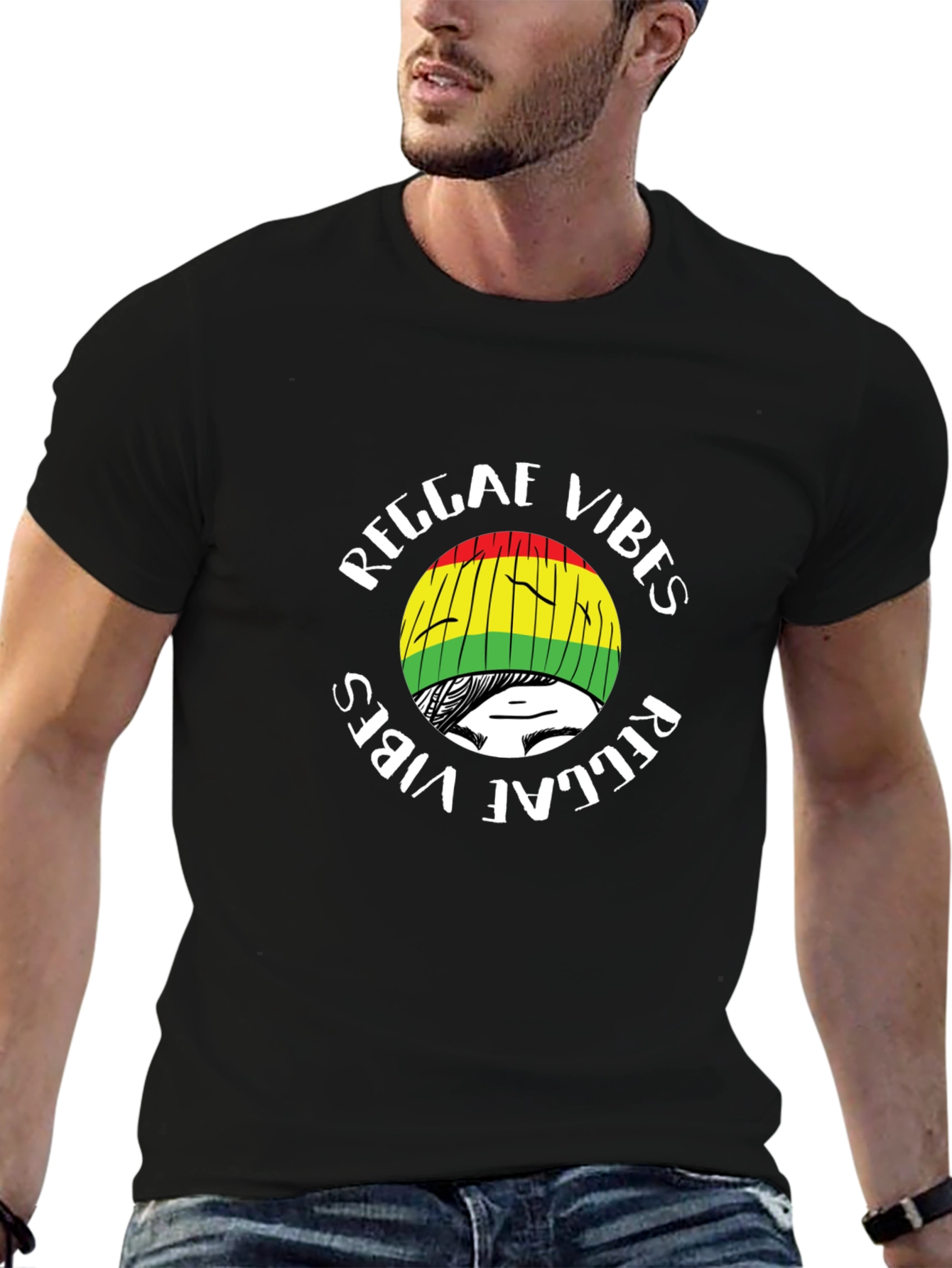 Black Reggae Vibes Graphic T-Shirt - Black view 6