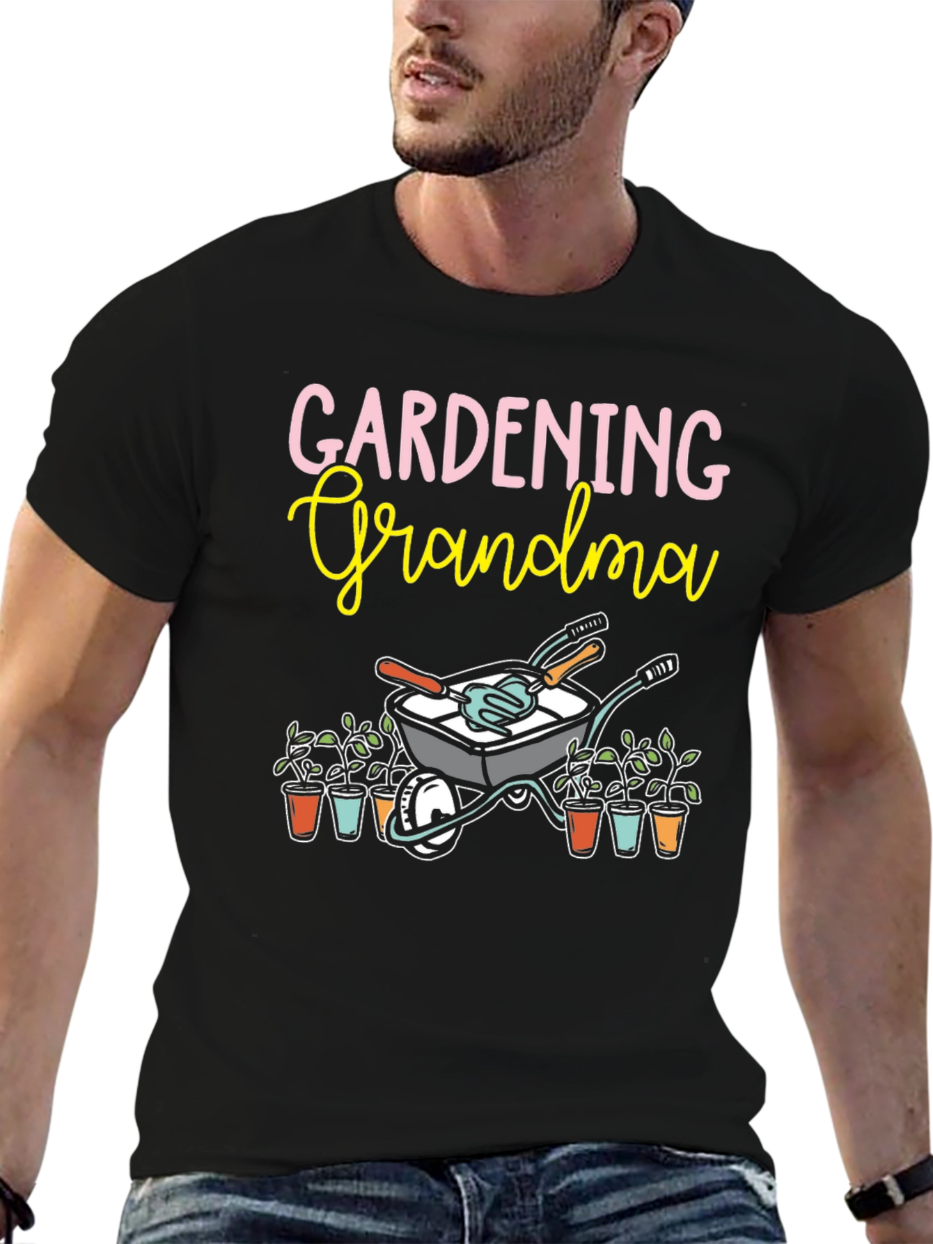 Black Gardening Grandma T-Shirt view 6