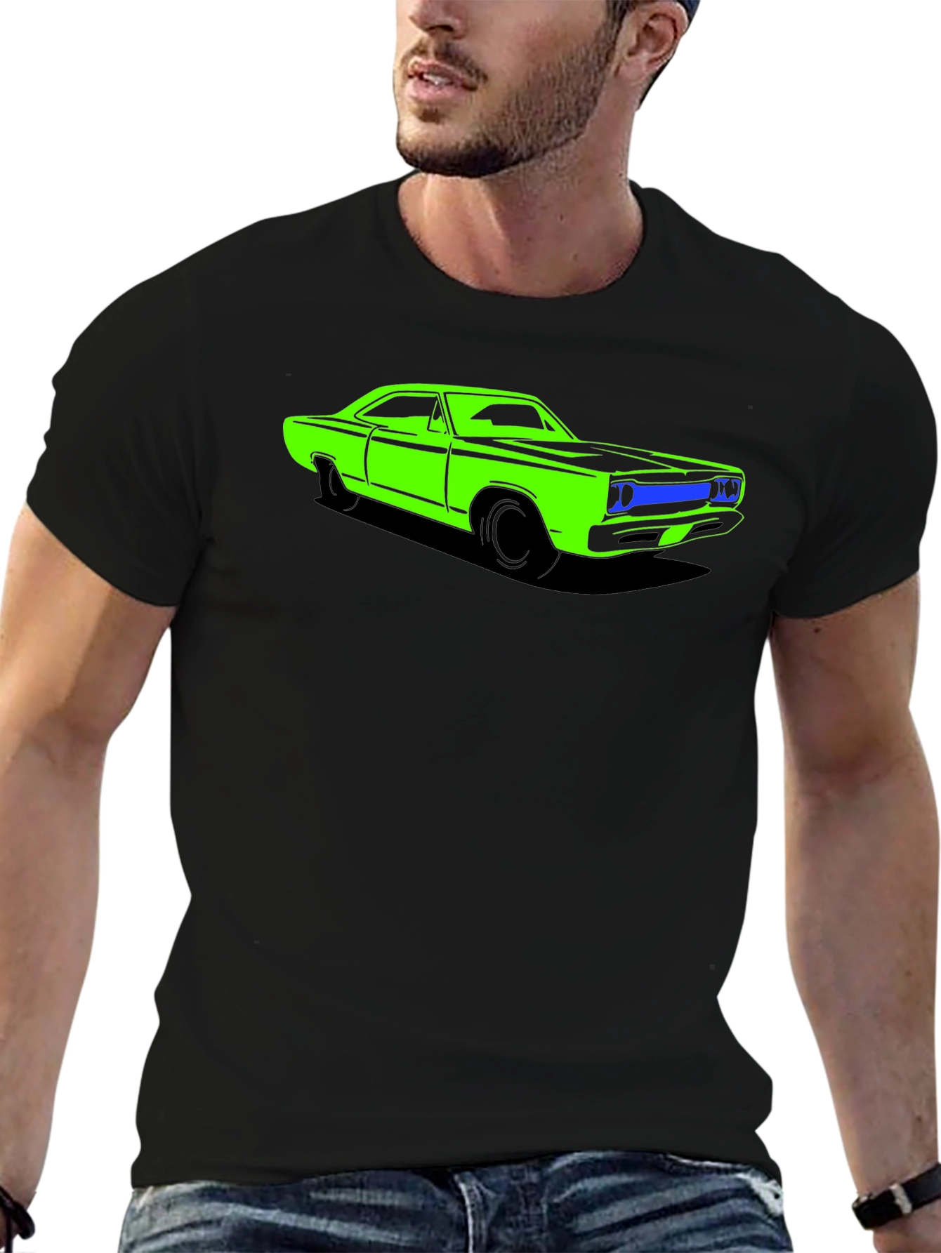 Black Classic Car Graphic T-Shirt - Cool Automotive Design view 6