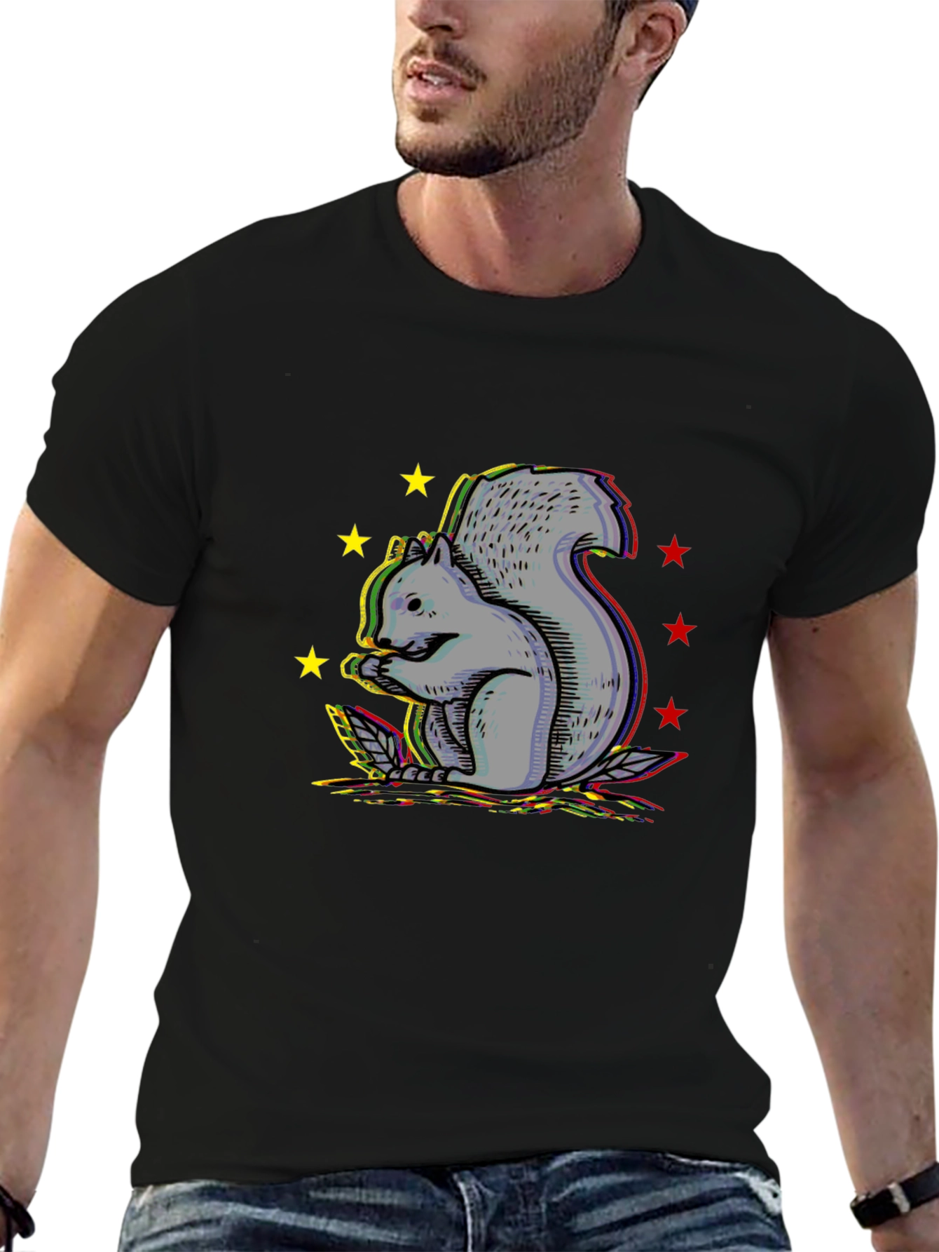 Black Squirrel Graphic Tee - Unisex Cotton Blend Shirt view 6
