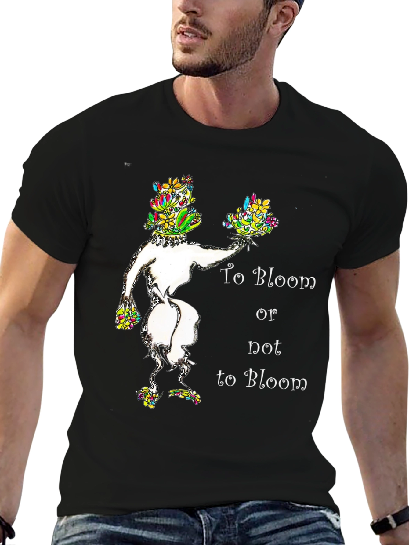 Black Floral Bloom T-Shirt: To Bloom or Not to Bloom view 6