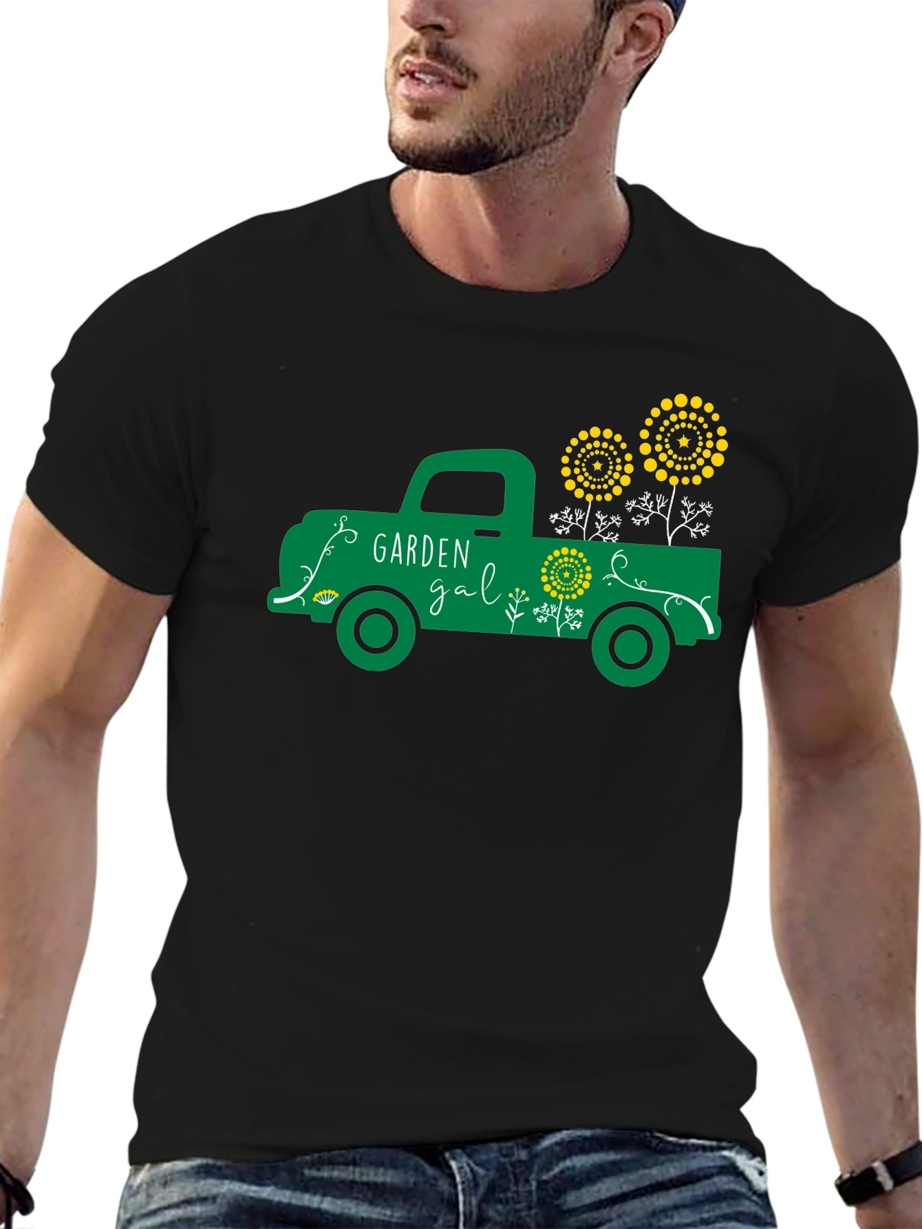 Black Garden Gal Graphic Tee - Vintage Truck Design view 6