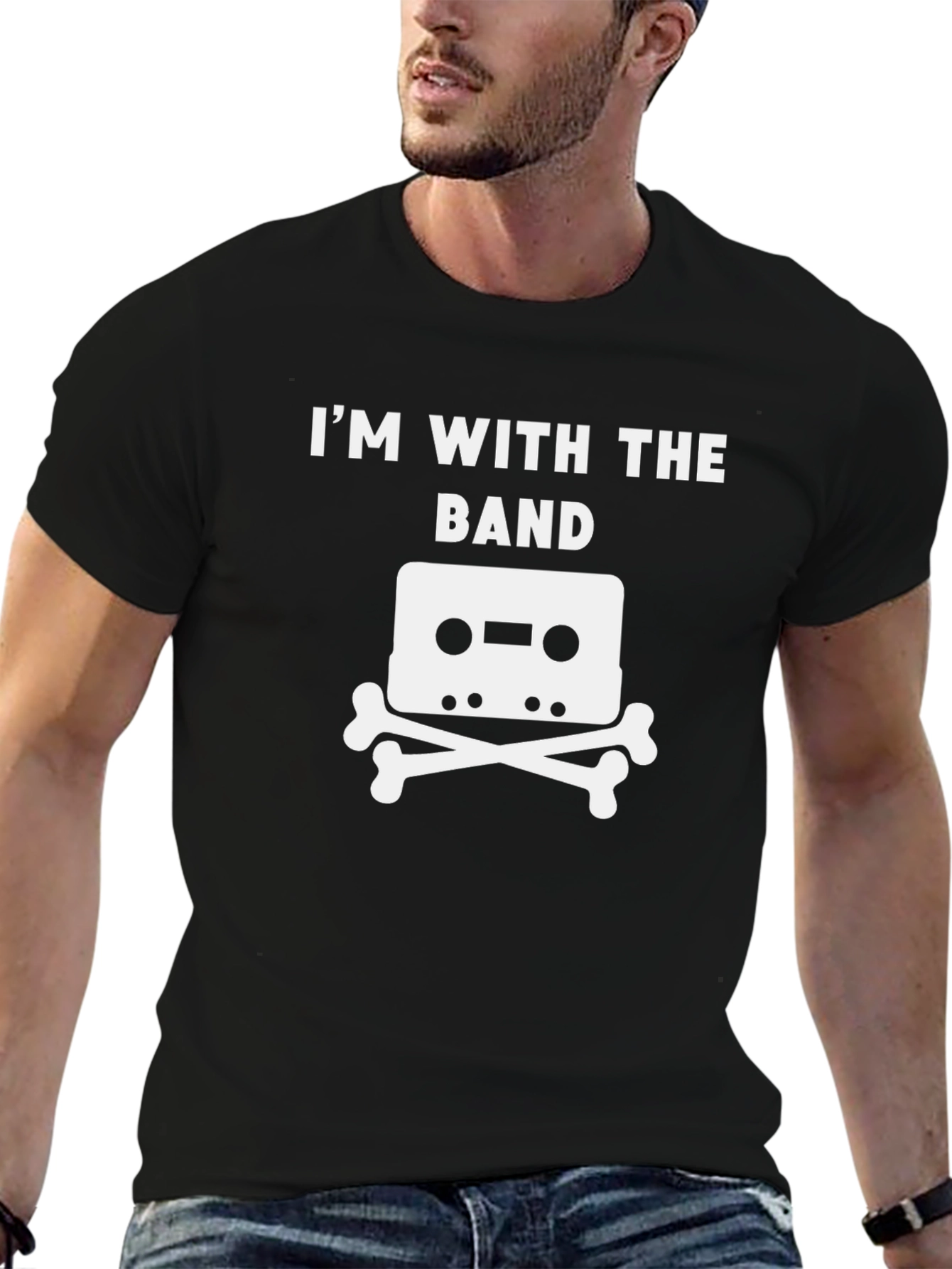 Black I'm with the Band Cassette Tape T-Shirt view 6