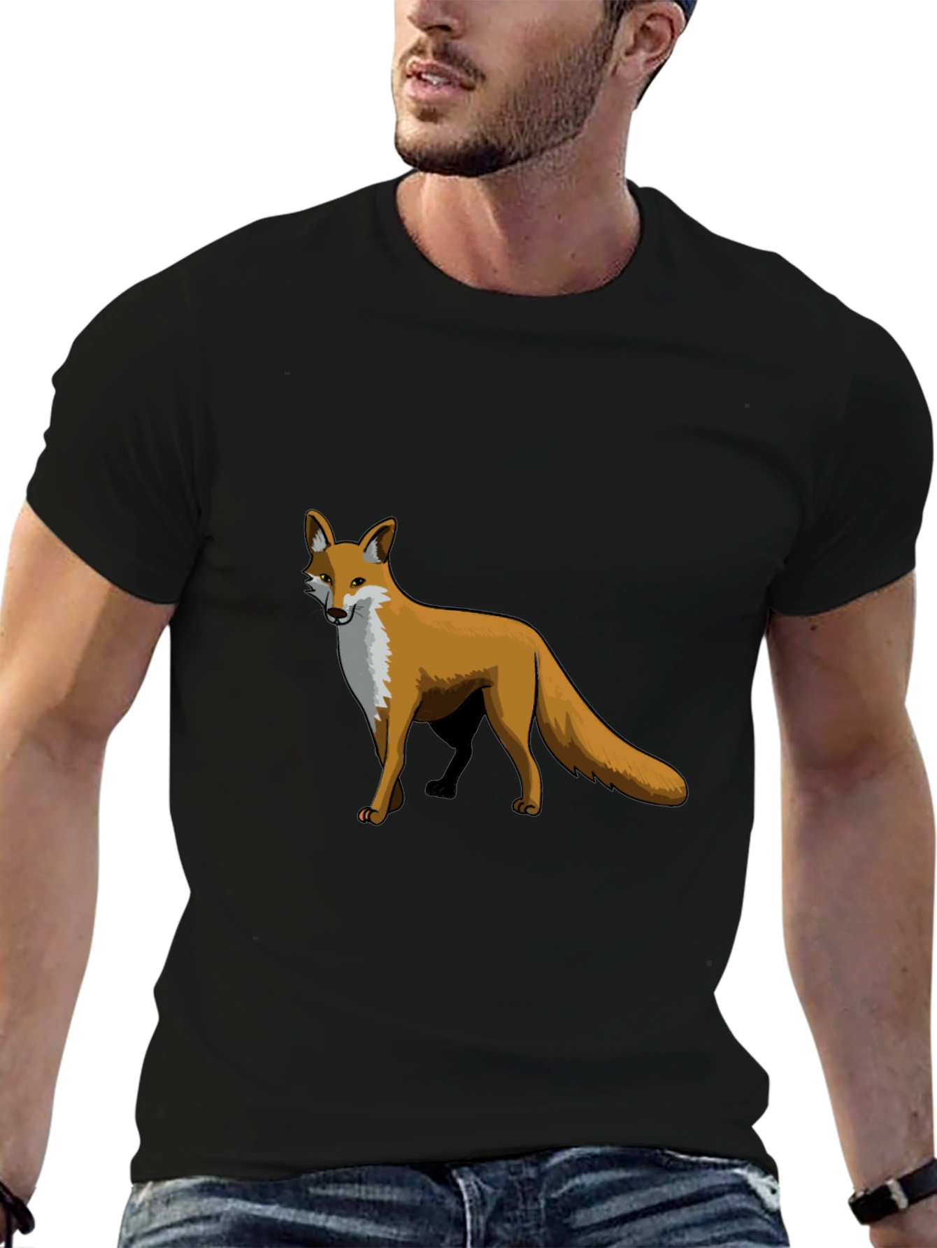 Black Men's Black Fox Graphic T-Shirt view 6