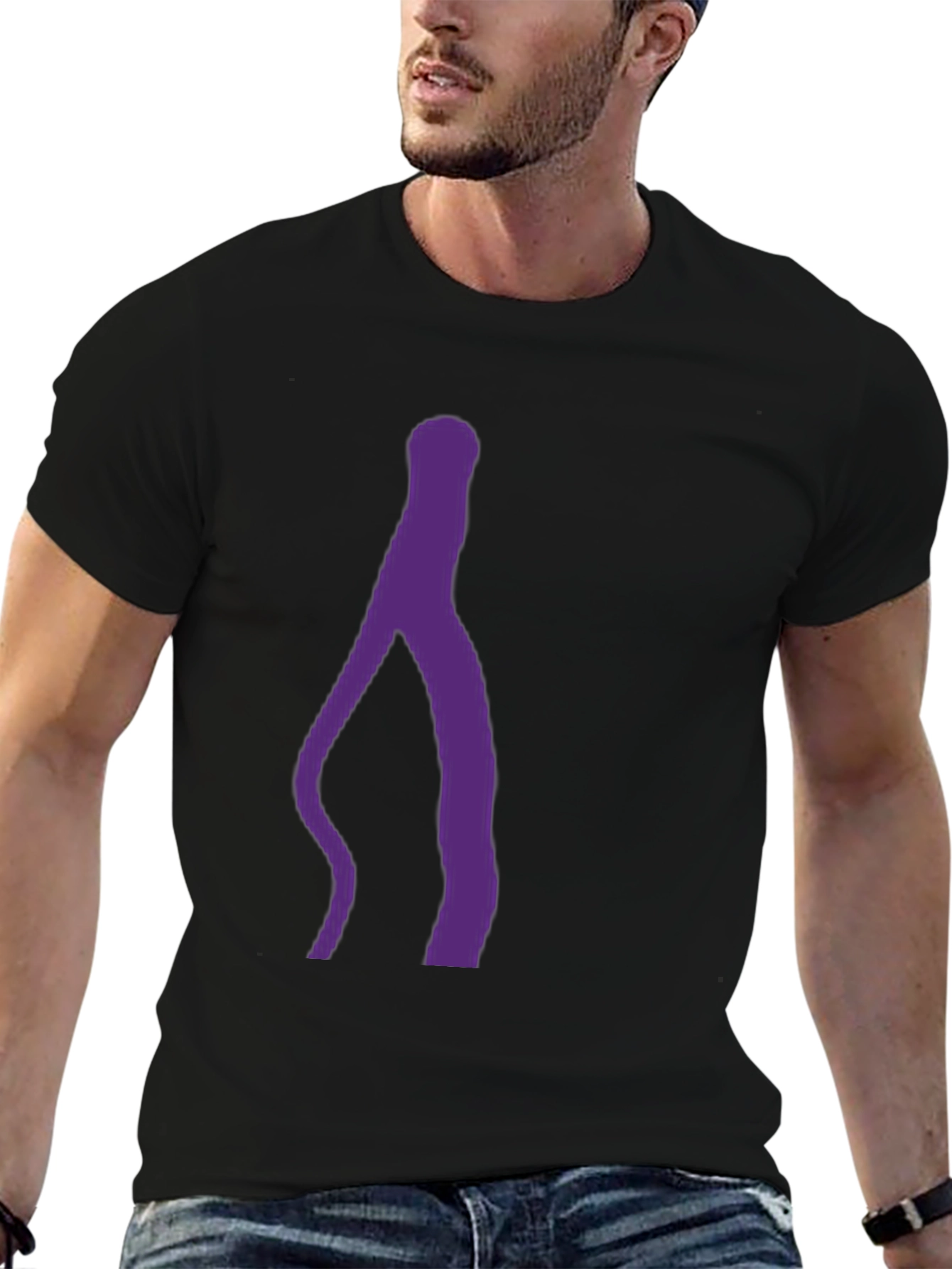 Black Abstract Purple Silhouette Black T-Shirt view 6