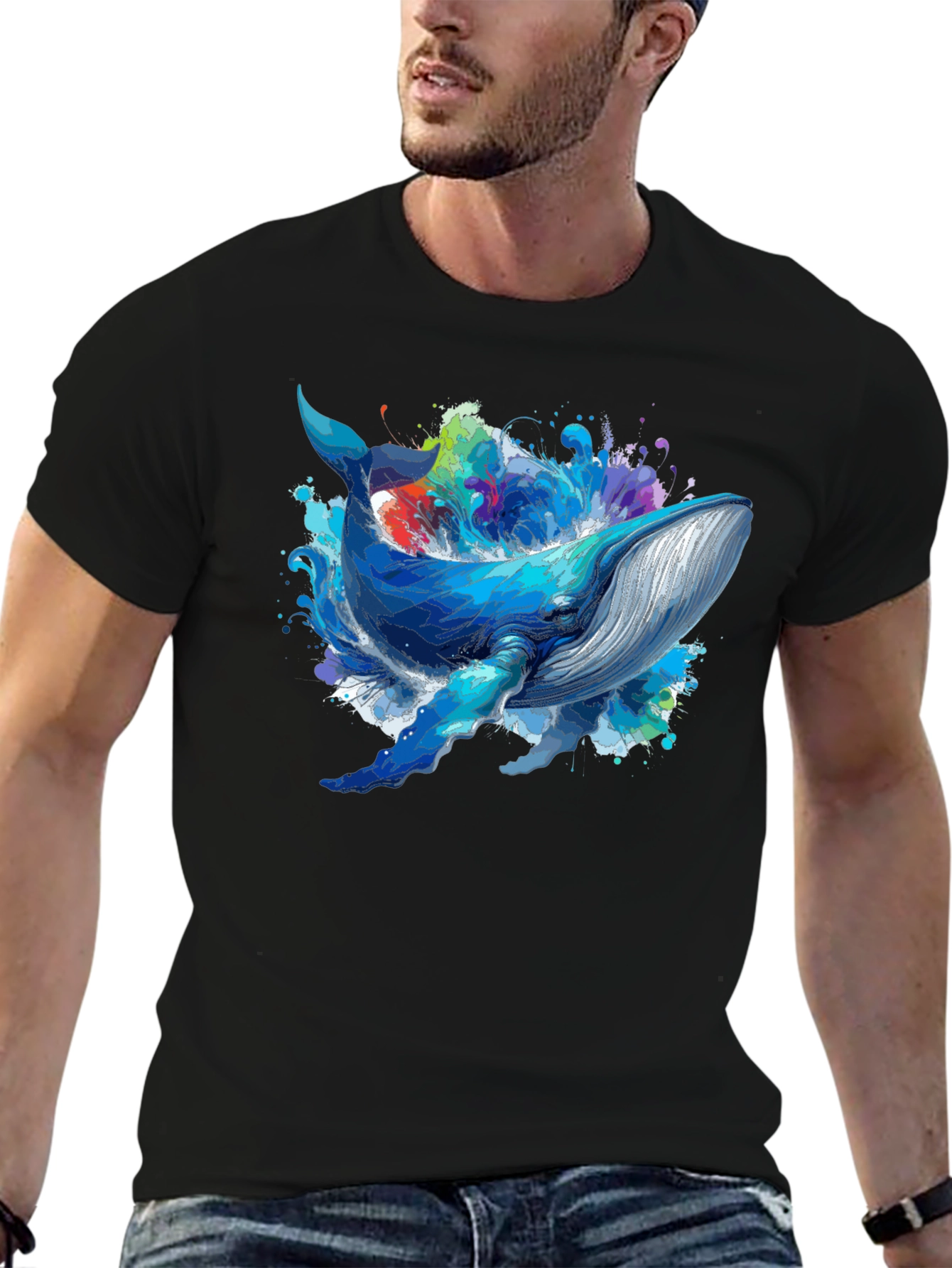 Whale Graphic Tee - Black Unisex T-Shirt - 6