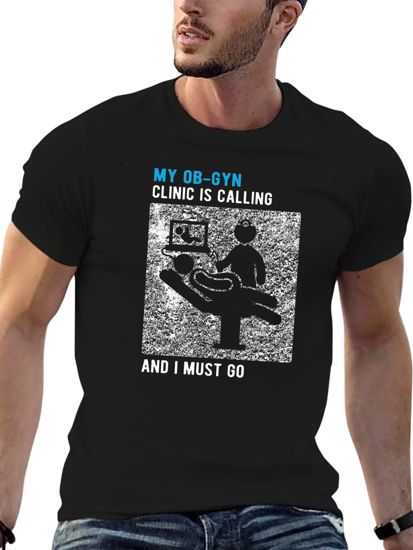 Black My OB-GYN Clinic Is Calling Men's Tee view 6
