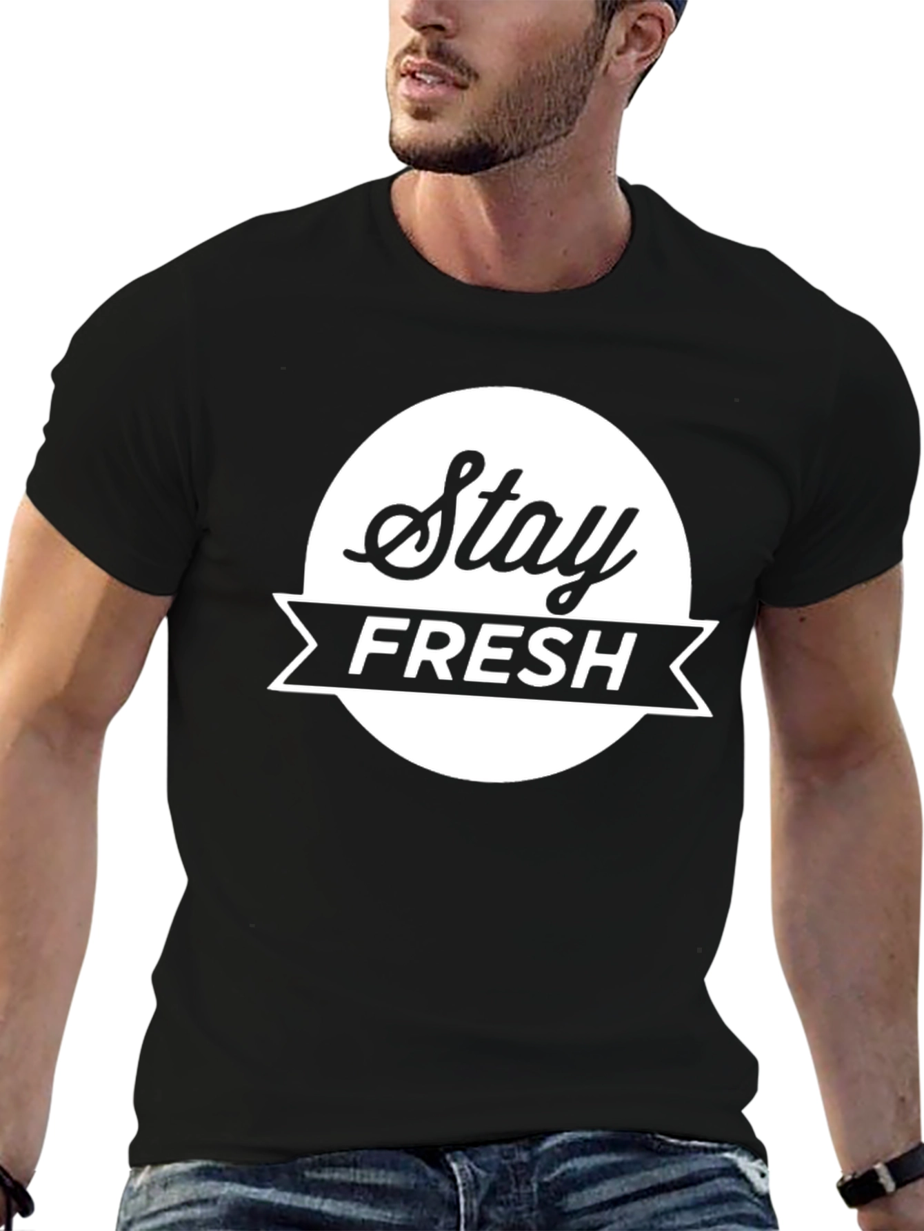 Black Stay Fresh Graphic Print Black T-Shirt view 6