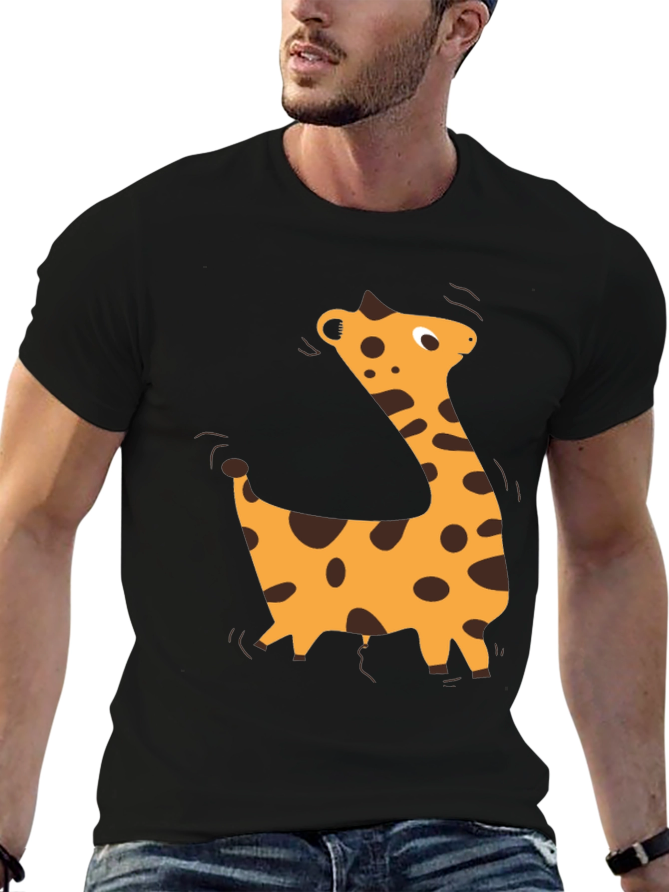 Black Giraffe Graphic Black T-Shirt - Casual Style view 6