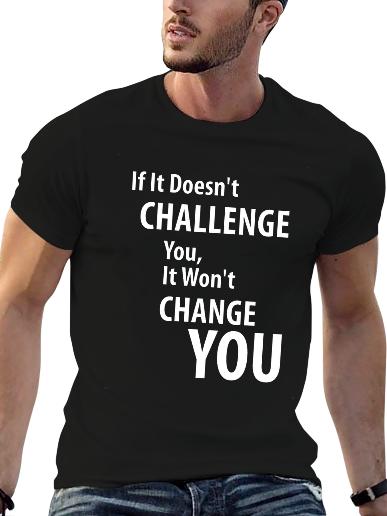 Black Challenge You T-Shirt - Motivational Graphic Tee view 6