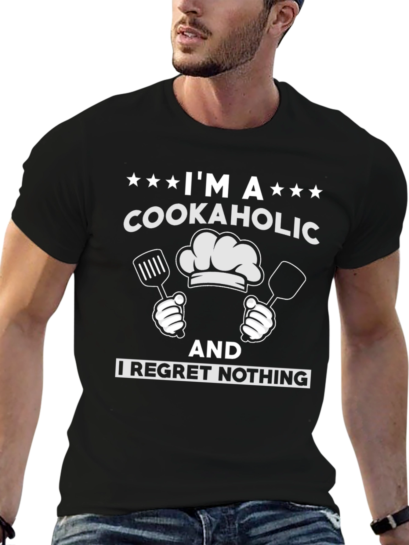 Black Cookaholic T-Shirt: Funny Chef Cooking Tee view 6