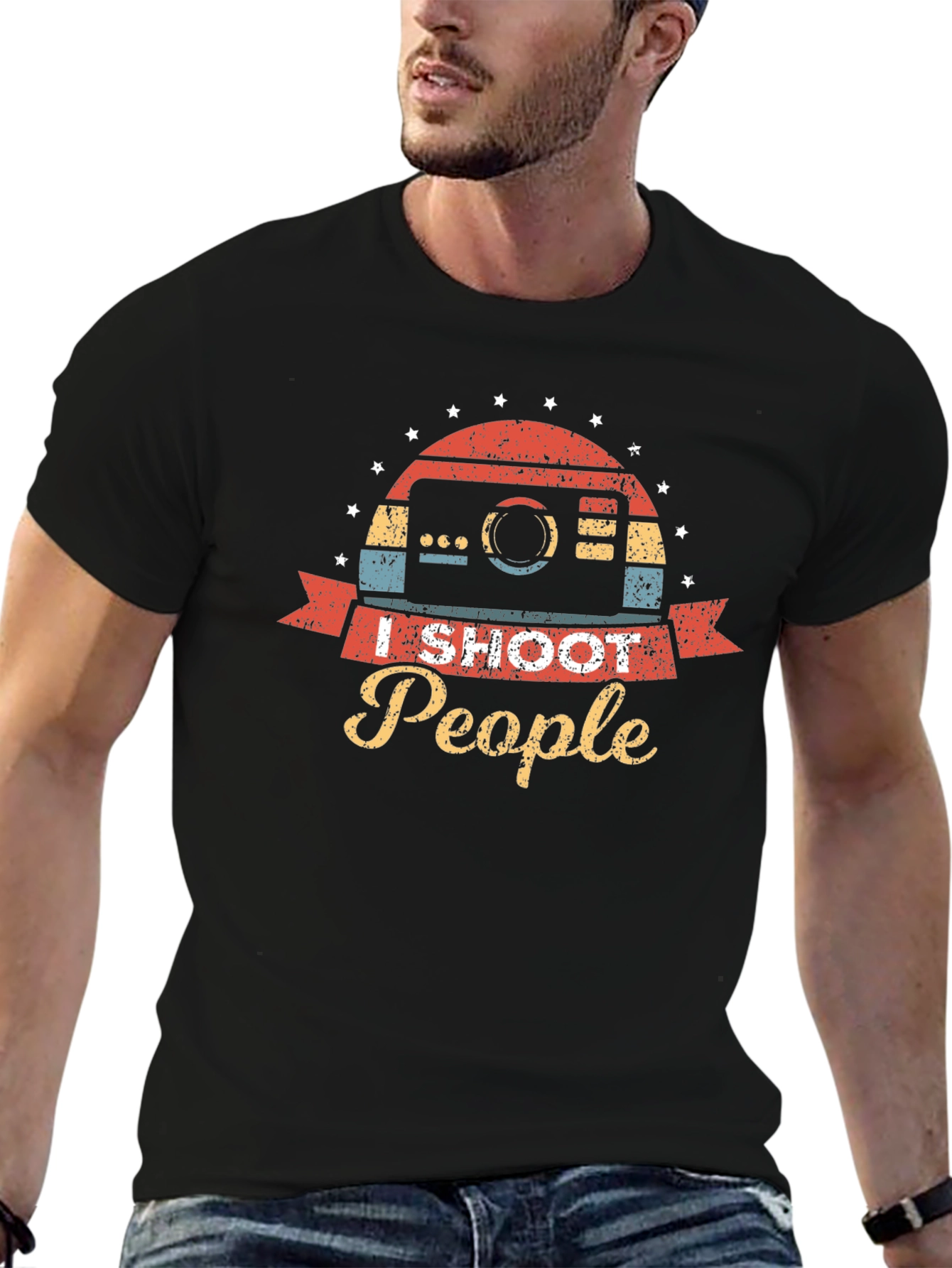 Black I Shoot People Camera Graphic Tee view 6