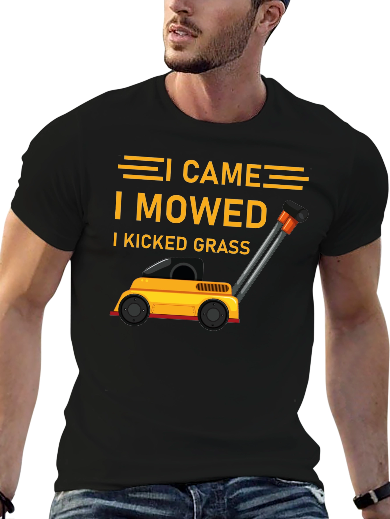 Black I Came I Mowed I Kicked Grass T-Shirt view 6