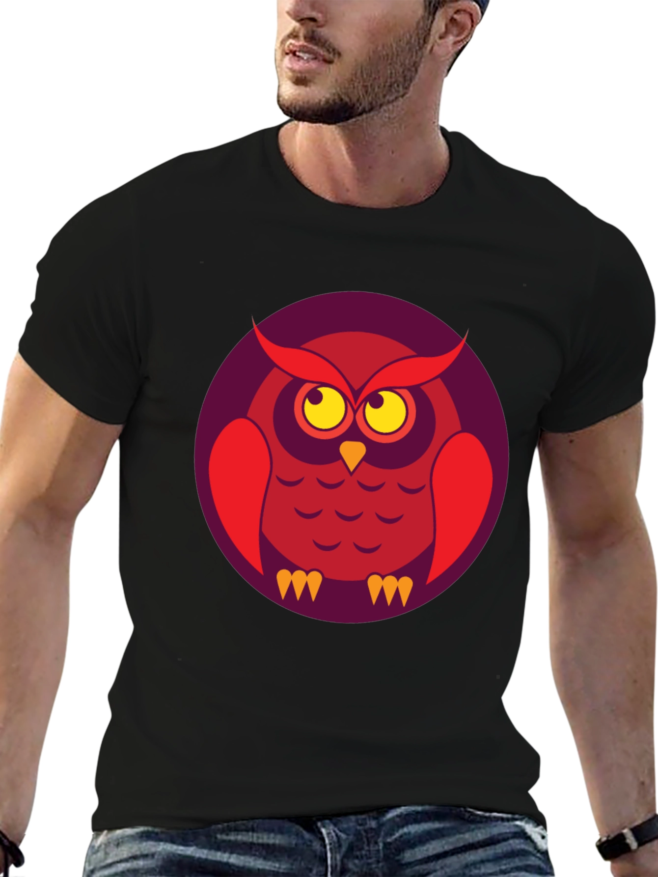 Black Cool Owl Graphic T-Shirt - Unique Design view 6