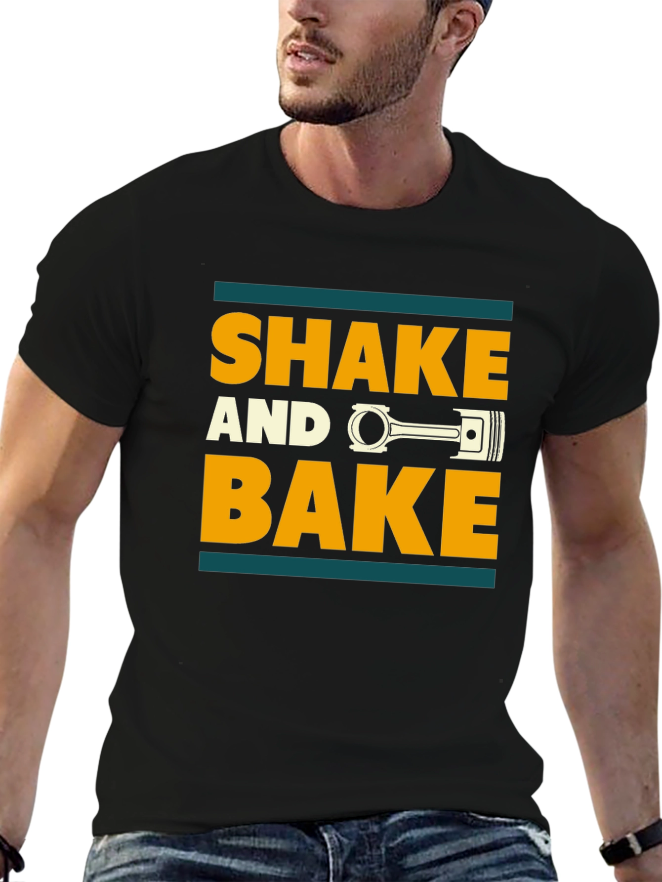 Black Shake and Bake T-Shirt - Humorous Automotive Design view 6