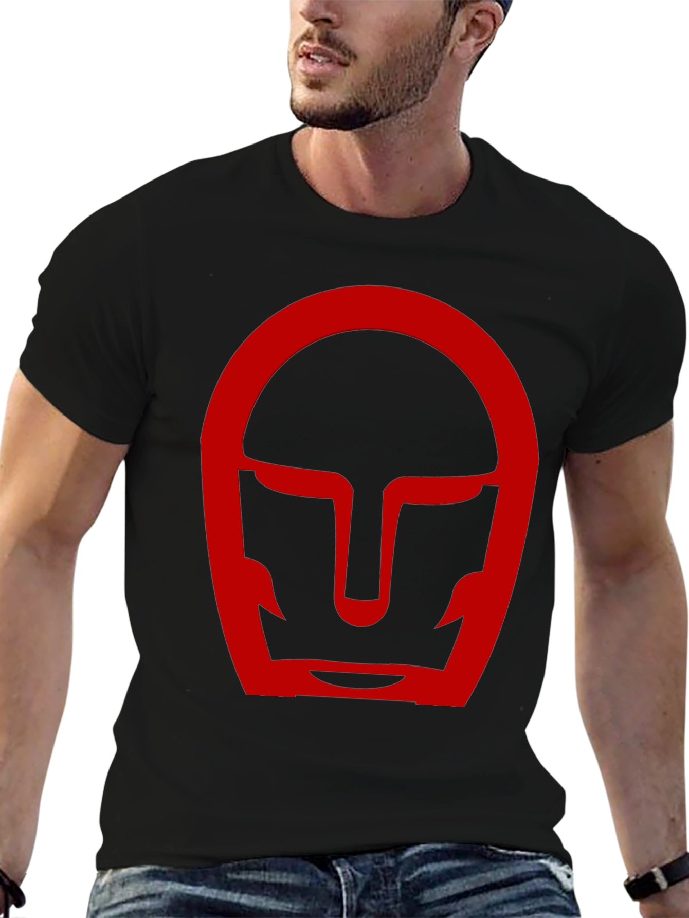 Black Red Helmet Graphic Black T-Shirt view 6