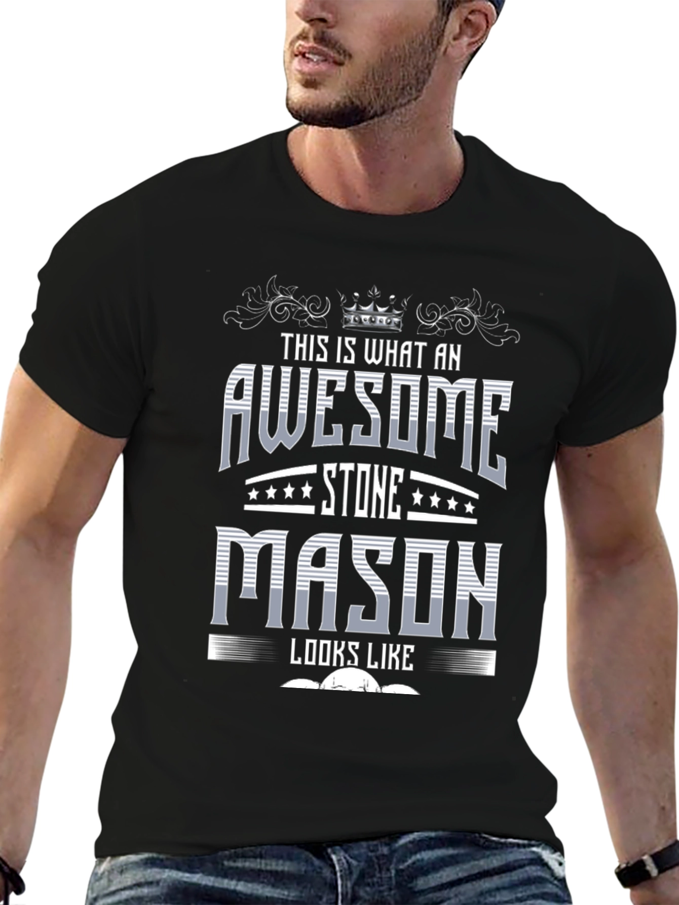 Black Awesome Stone Mason Graphic T-Shirt view 6
