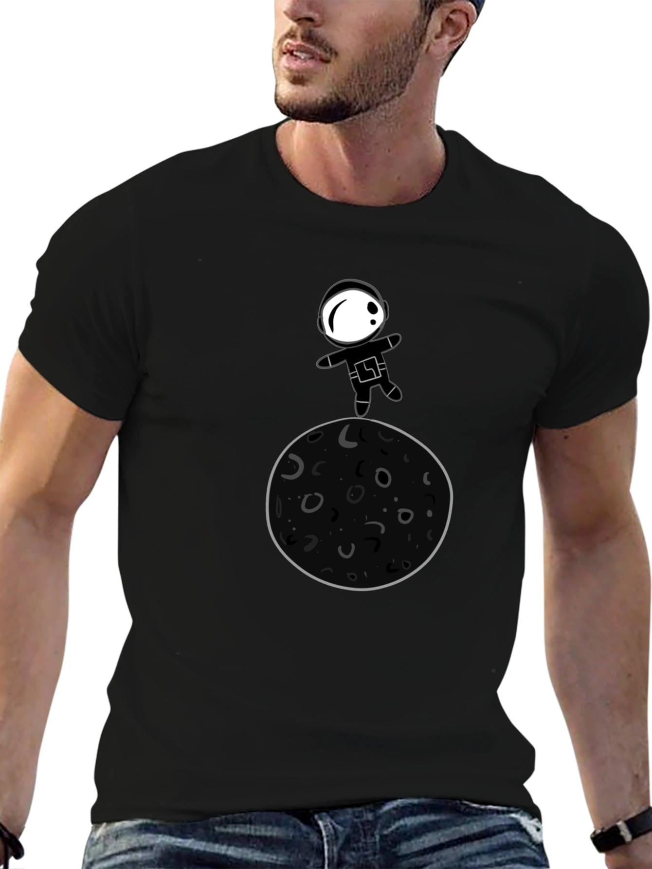 Black Astronaut Moon Landing Graphic T-Shirt view 6