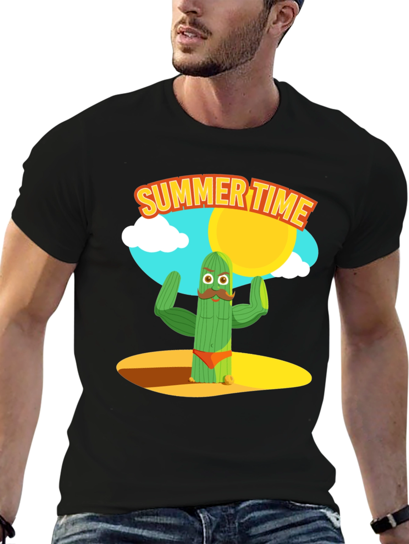 Black Summer Cactus Graphic Tee view 6