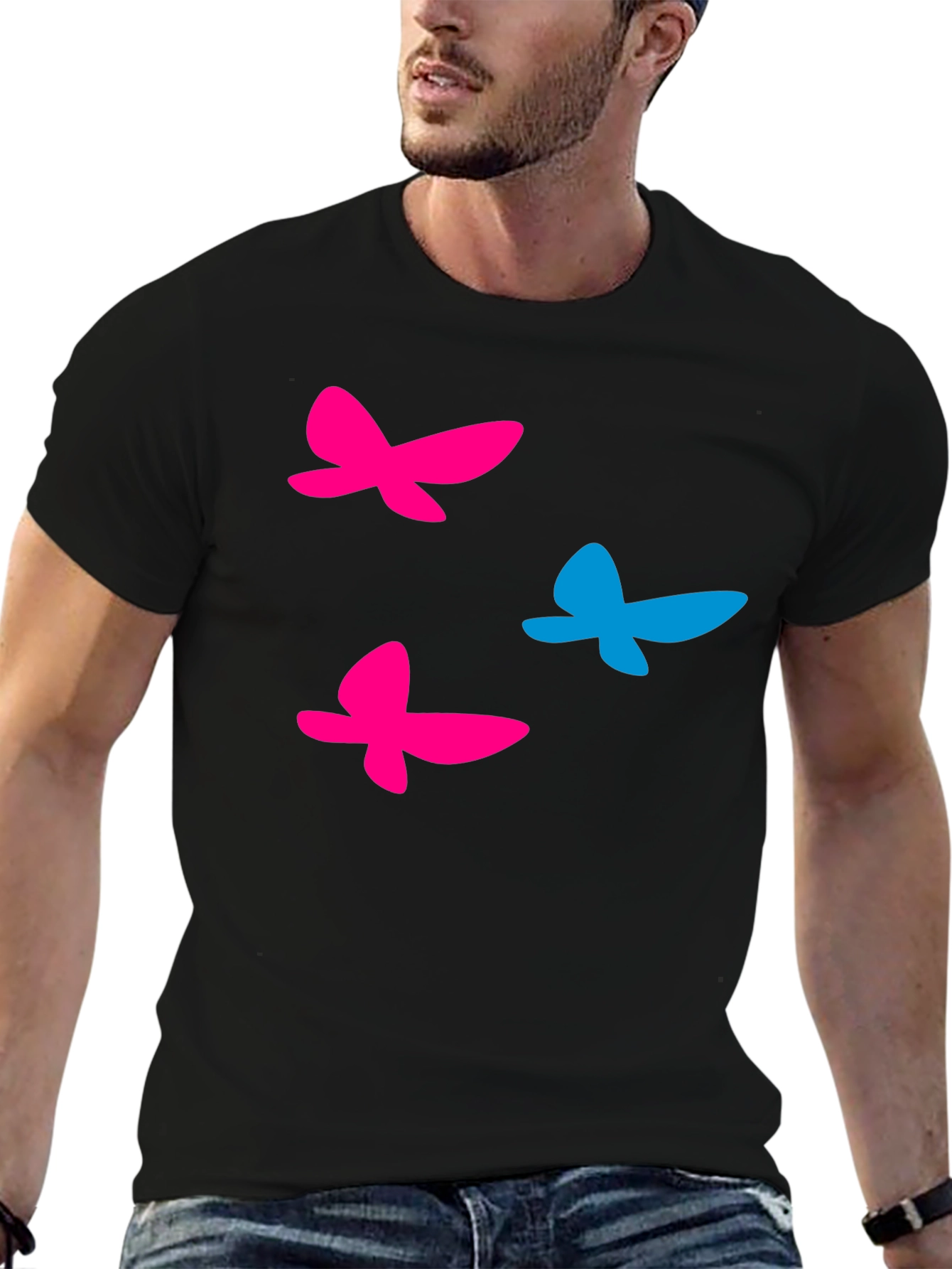 Black Butterfly Graphic T-Shirt - Fun Casual Wear view 6