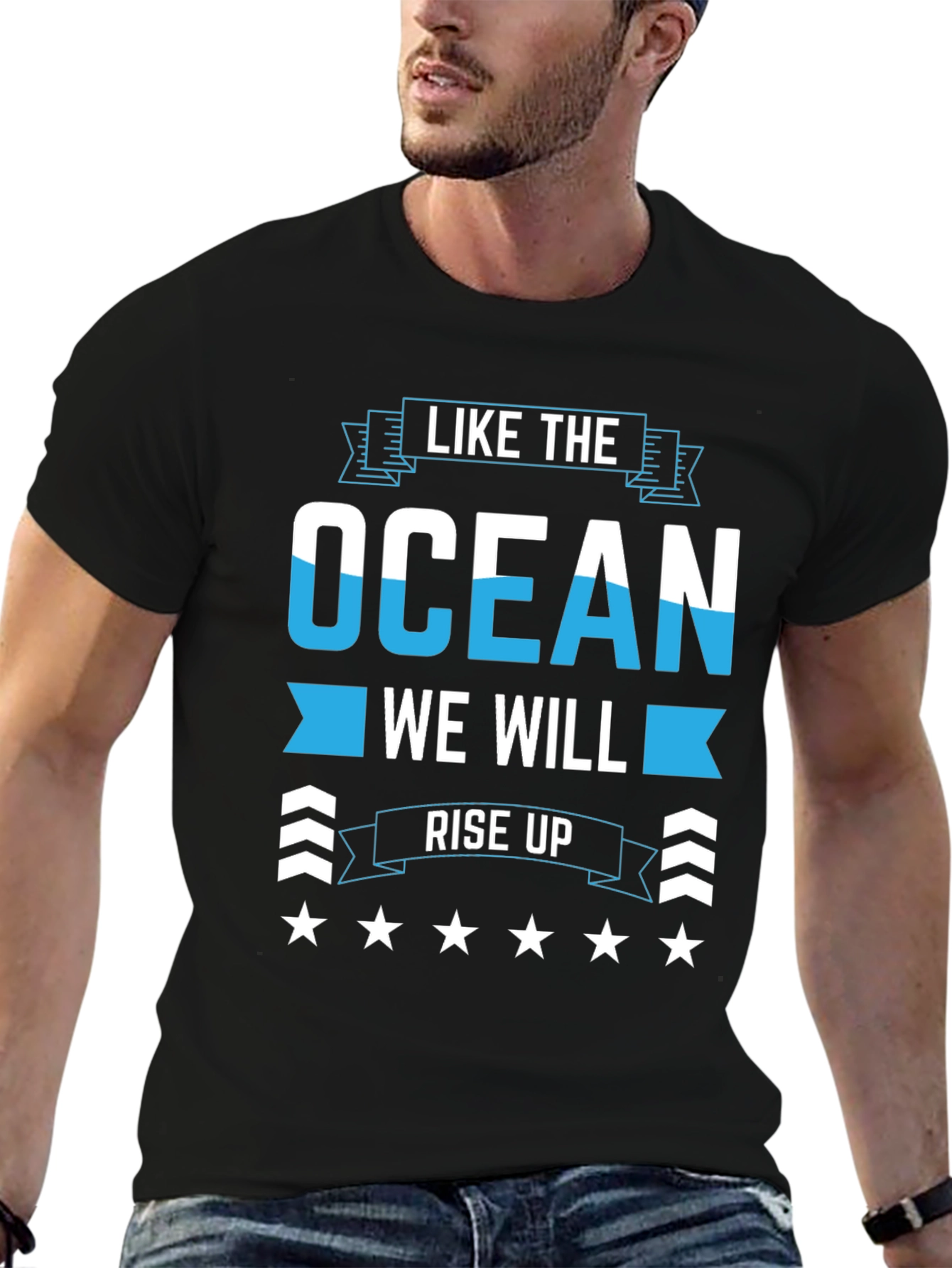 Black Ocean Rise Up Graphic Tee - Stylish Cotton Comfort view 6