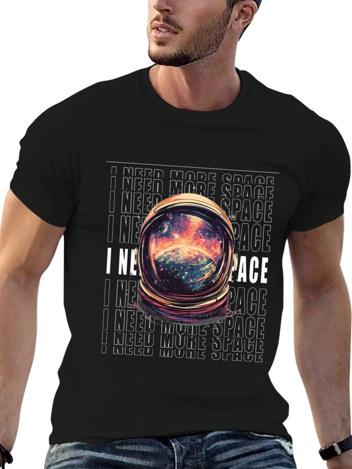 I Need More Space Graphic T-Shirt - Astronaut Helmet Design - 6