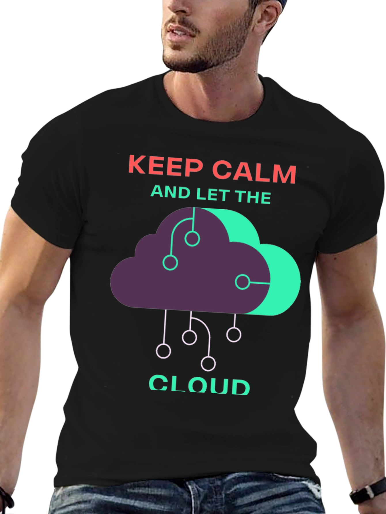 Black Keep Calm and Let the Cloud T-Shirt view 6
