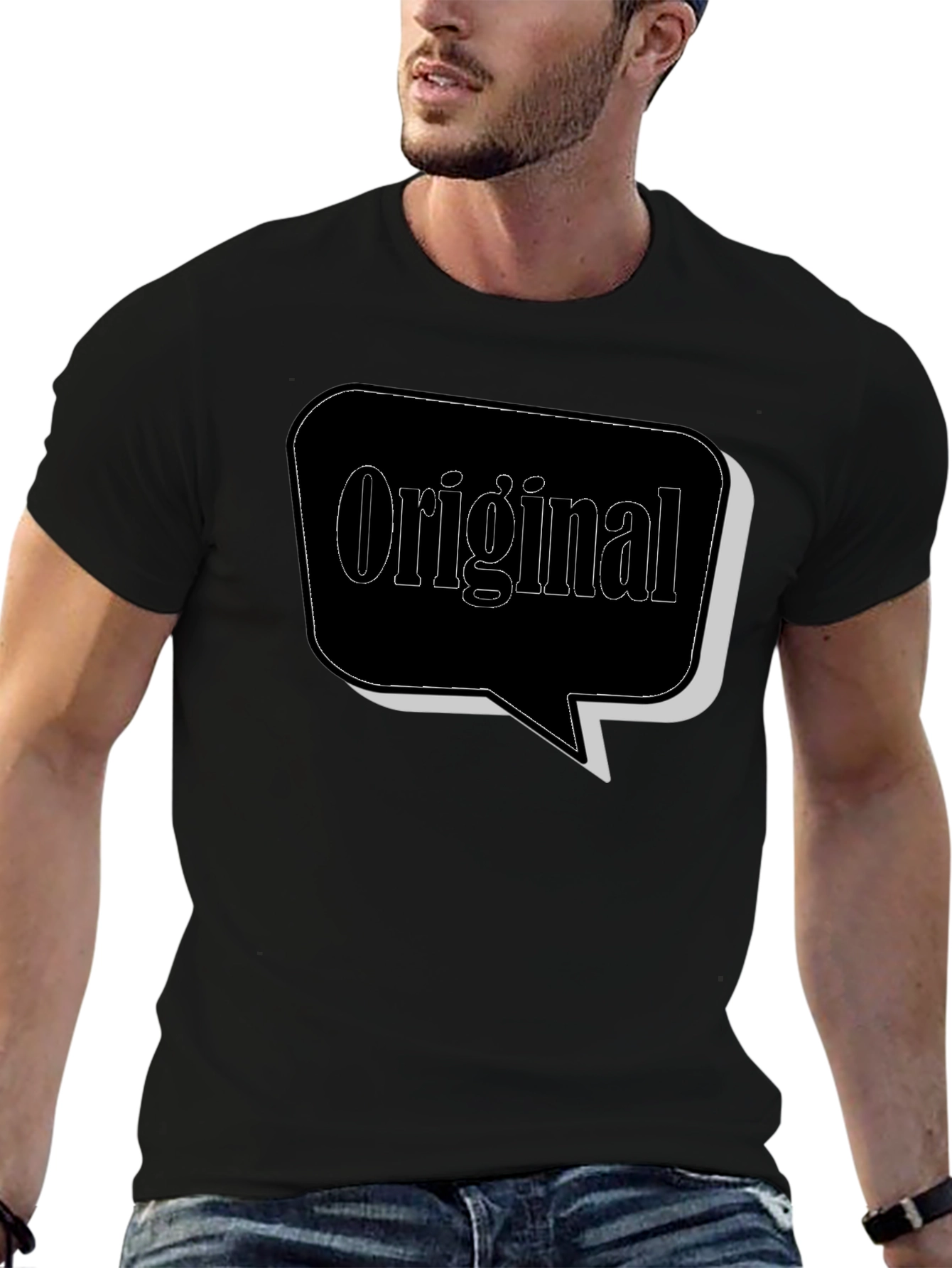 Black Original Graphic Tee - Black Cotton Blend view 6