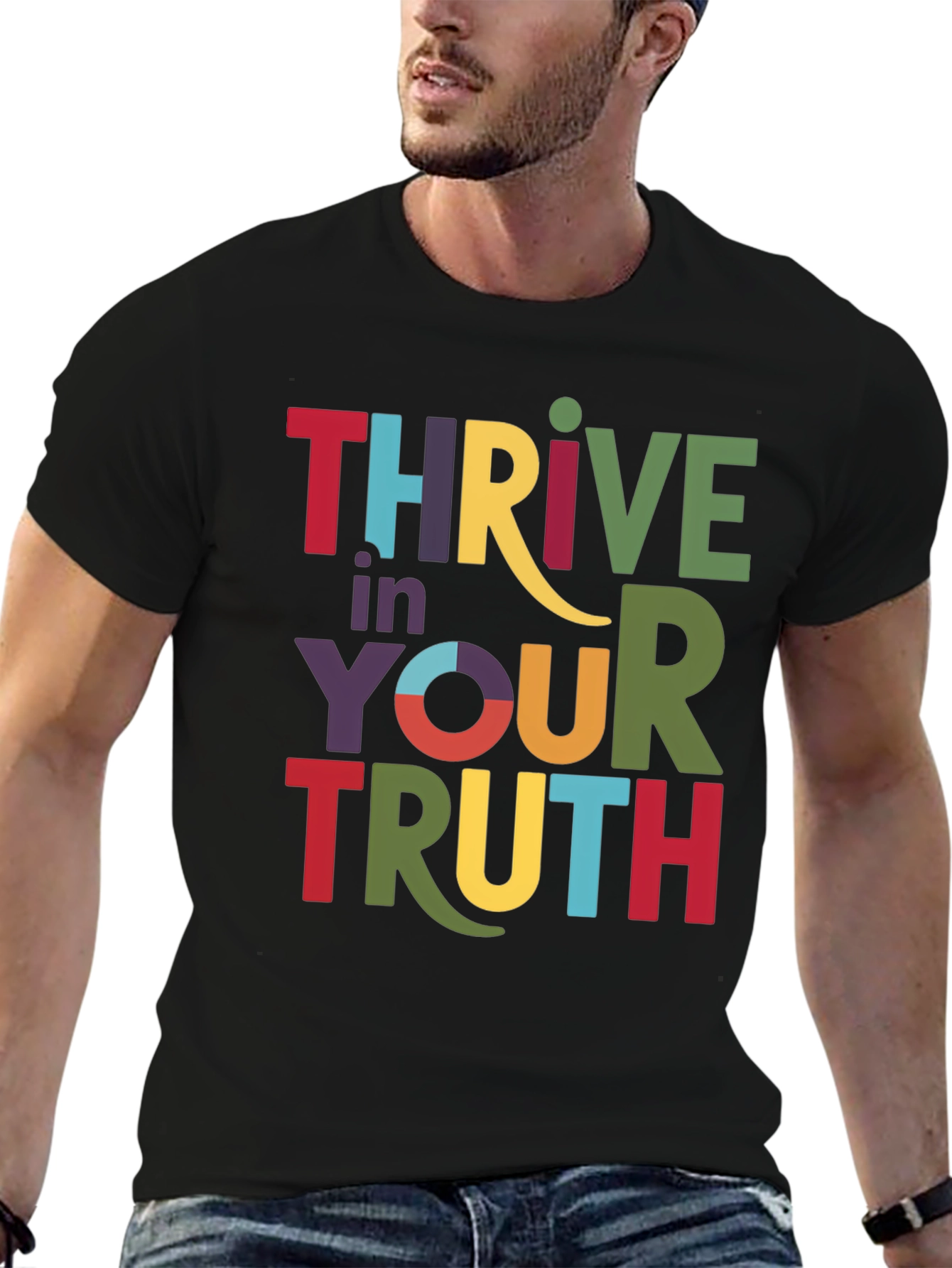 Black Thrive in Your Truth Graphic Tee - Black view 6