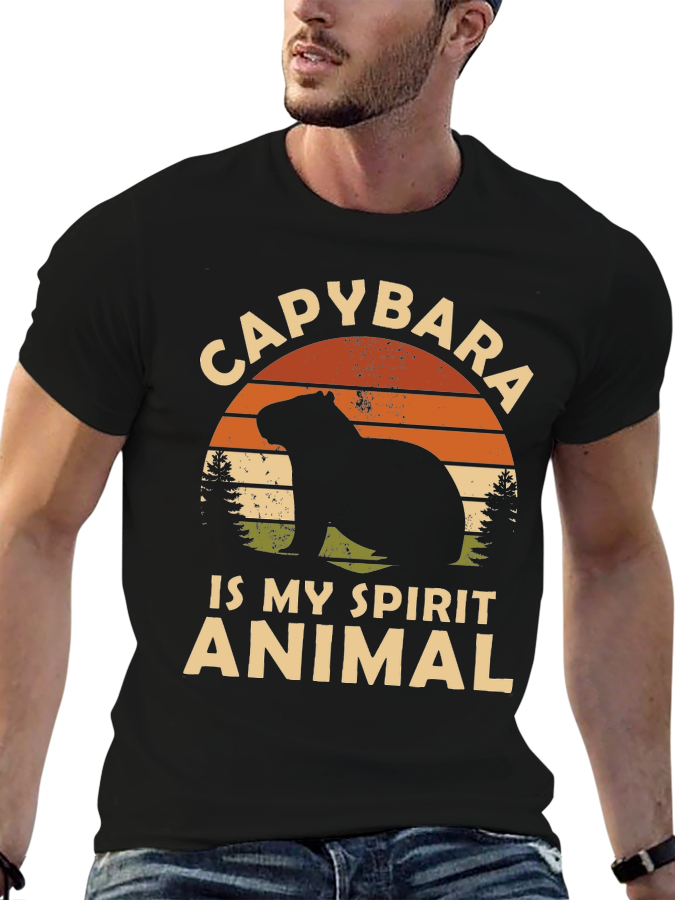 Black Capybara Spirit Animal Graphic Tee view 6