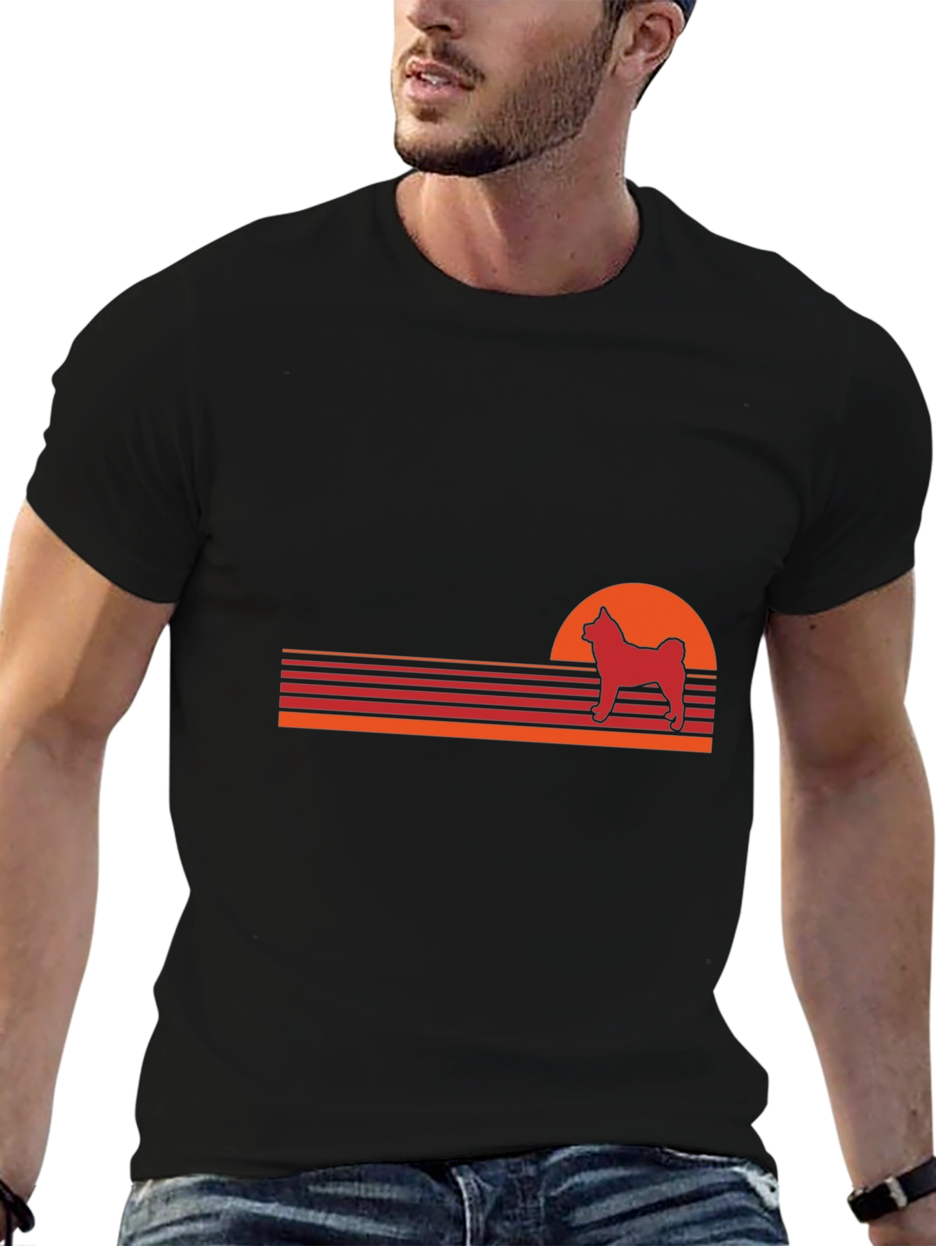Black Retro Dog Sunset T-Shirt - Vintage Style Pet Lover Tee view 6