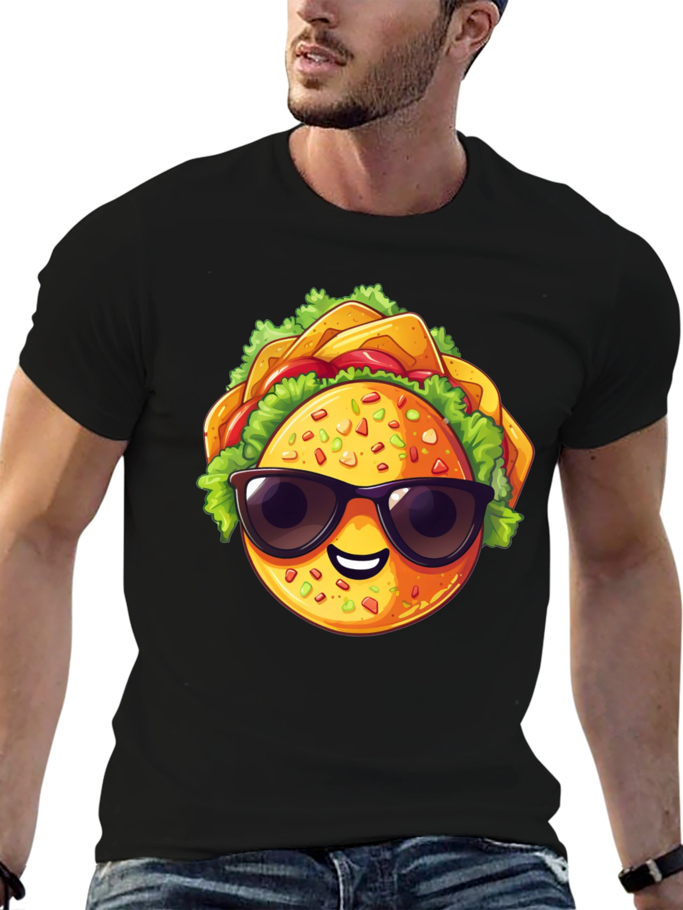 Black Cool Taco Graphic T-Shirt - Stylish Black Tee view 6