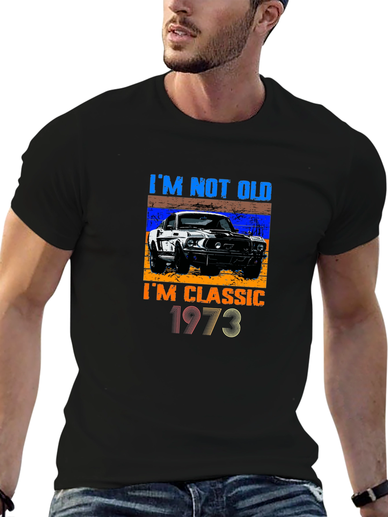 Black I'm Not Old, I'm Classic 1973 Black T-Shirt view 6