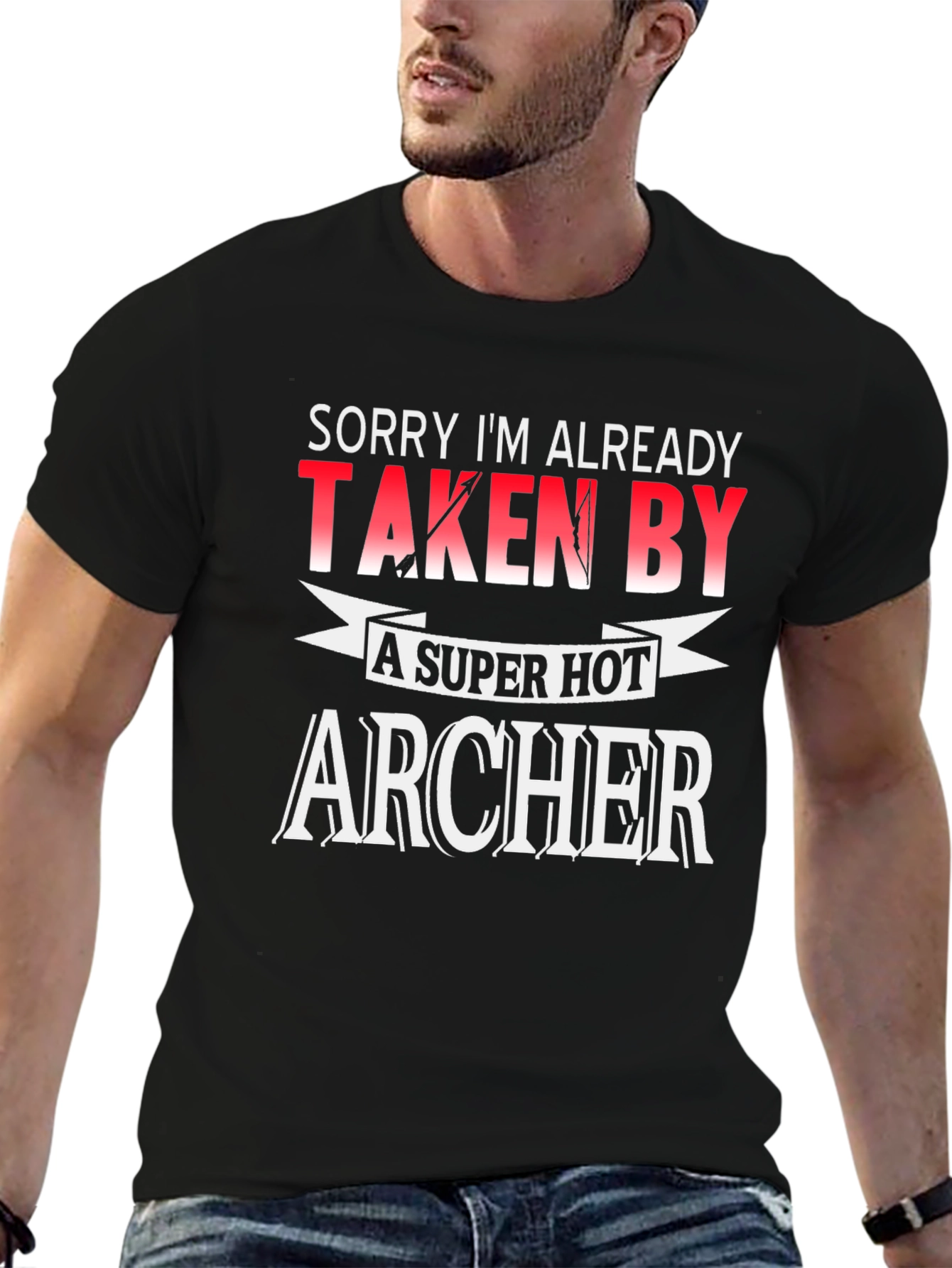 Black Taken By Super Hot Archer Funny Graphic T-Shirt view 6