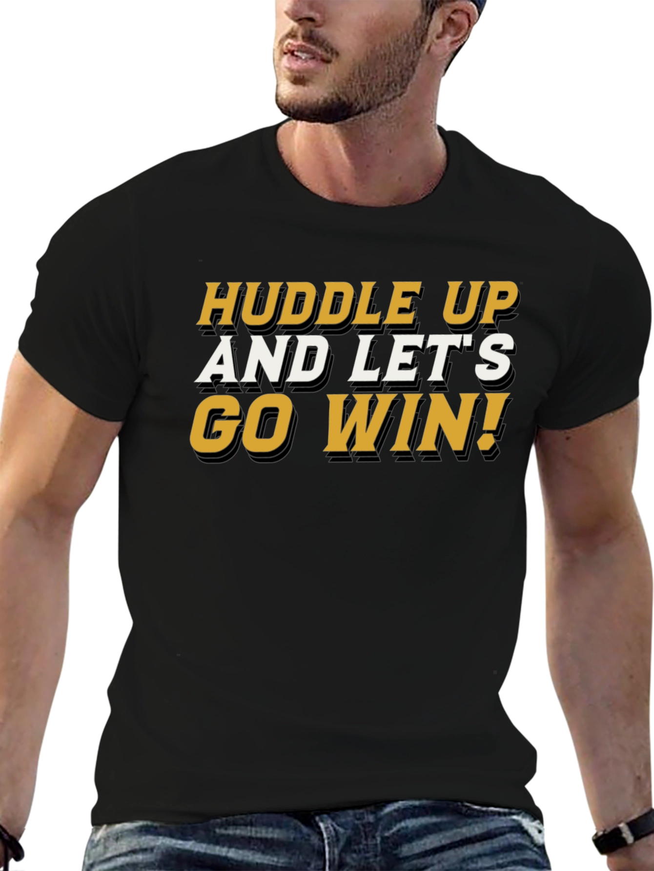 Black Huddle Up! Graphic Tee - Black Cotton Blend view 6