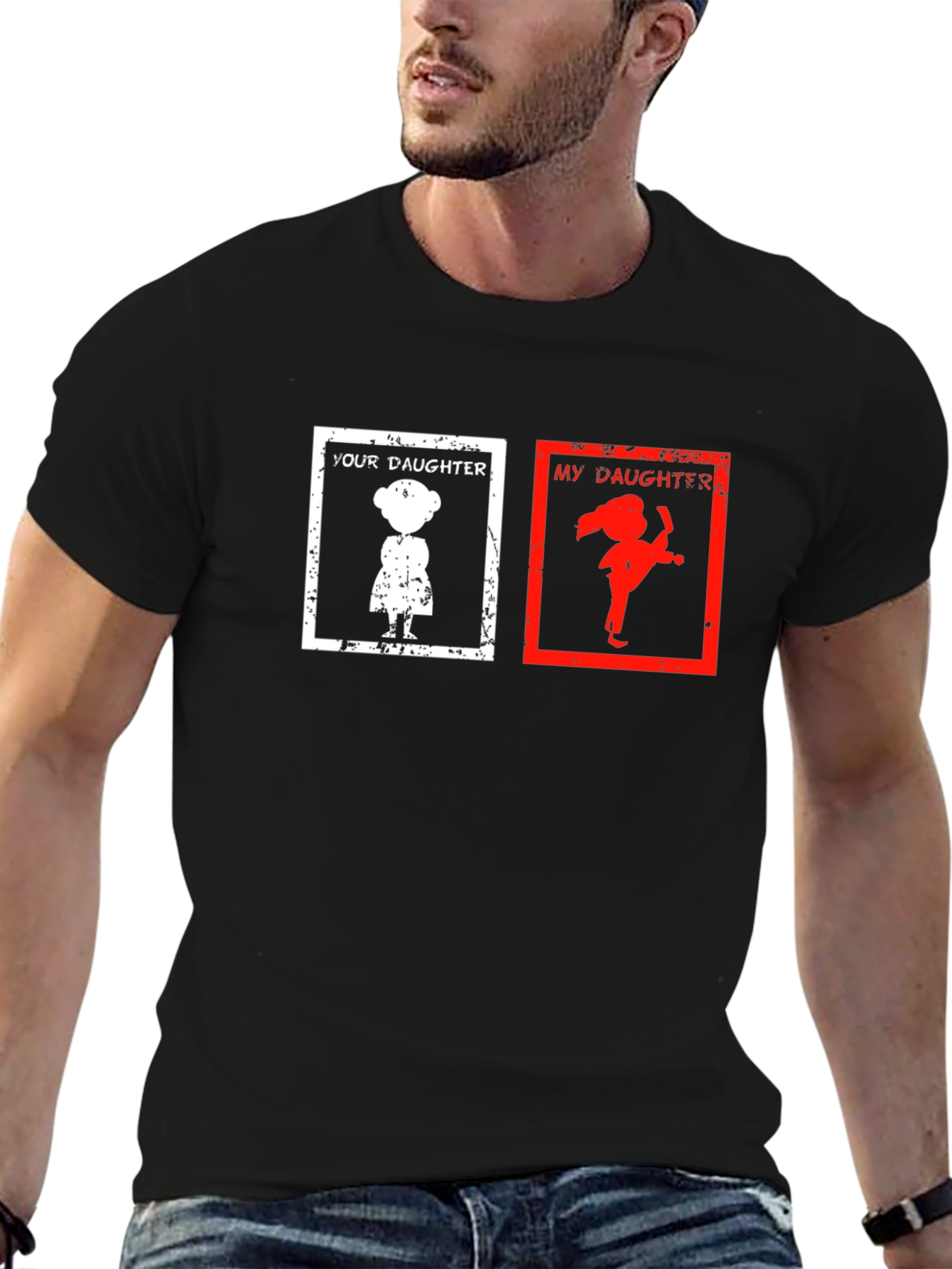 Black Your Daughter vs. My Daughter Graphic T-Shirt view 6