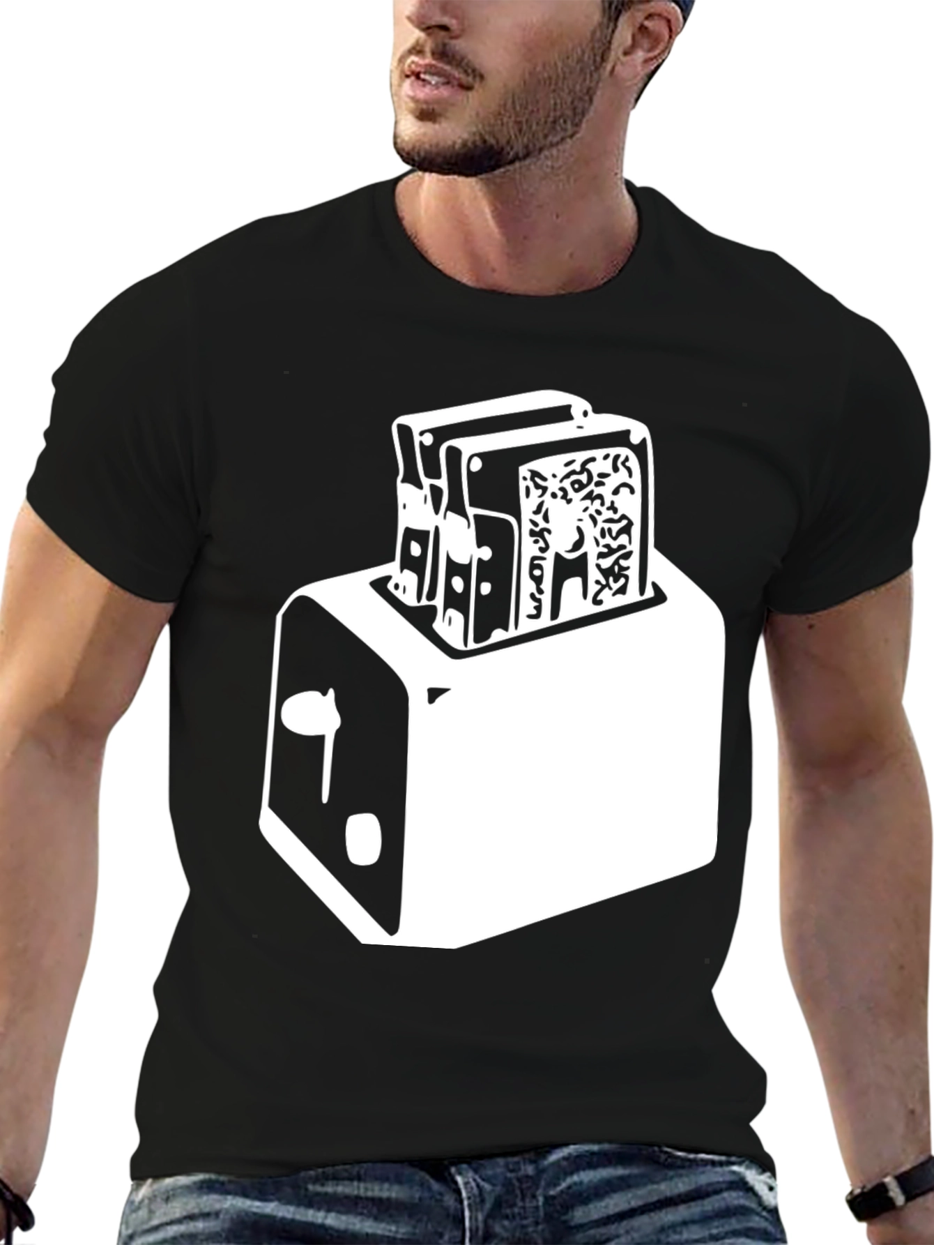 Black Toaster Graphic Tee - Crisp Black Cotton Blend view 6